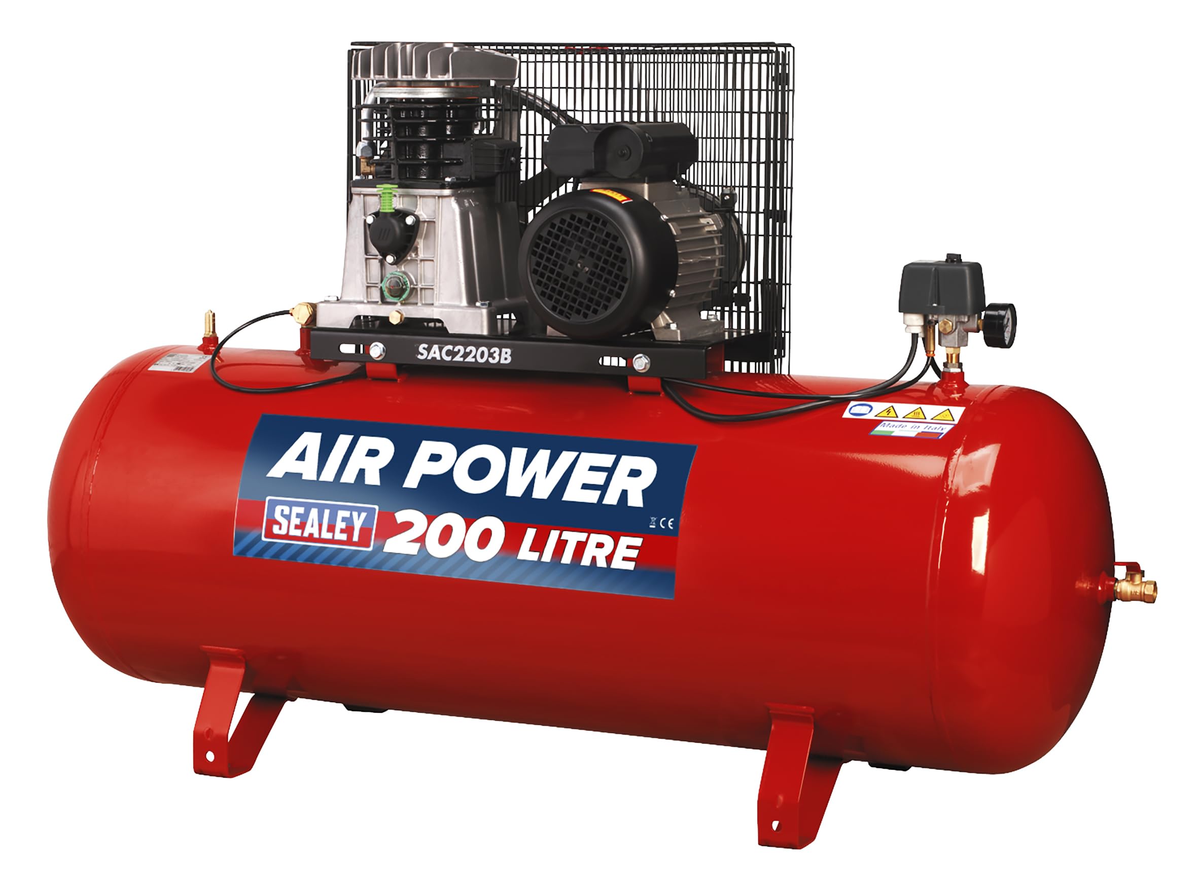 Sealey Sac2203B Compressor 200Ltr Belt Drive 3Hp with Cast Cylinders
