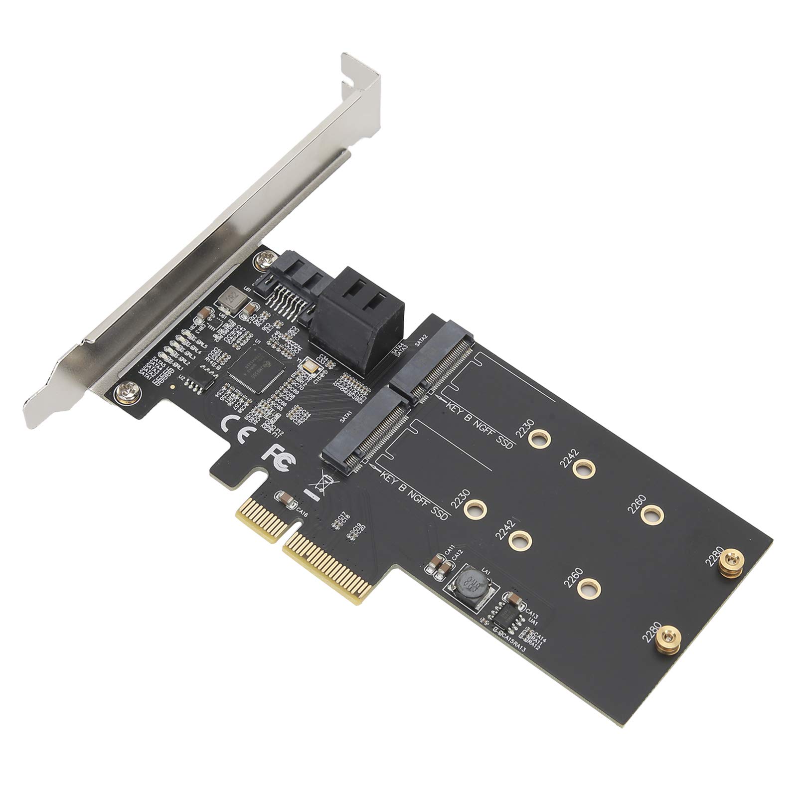 Annadue Tarjeta de expansión, JMB585 Chip PCI-E a 3 Puertos SATA3.0 + Componente electrónico M.2 de 2 Puertos, fácil de Usar, Compatible con Hot Swap, con Velocidad de transmisión de 6 Gbps.