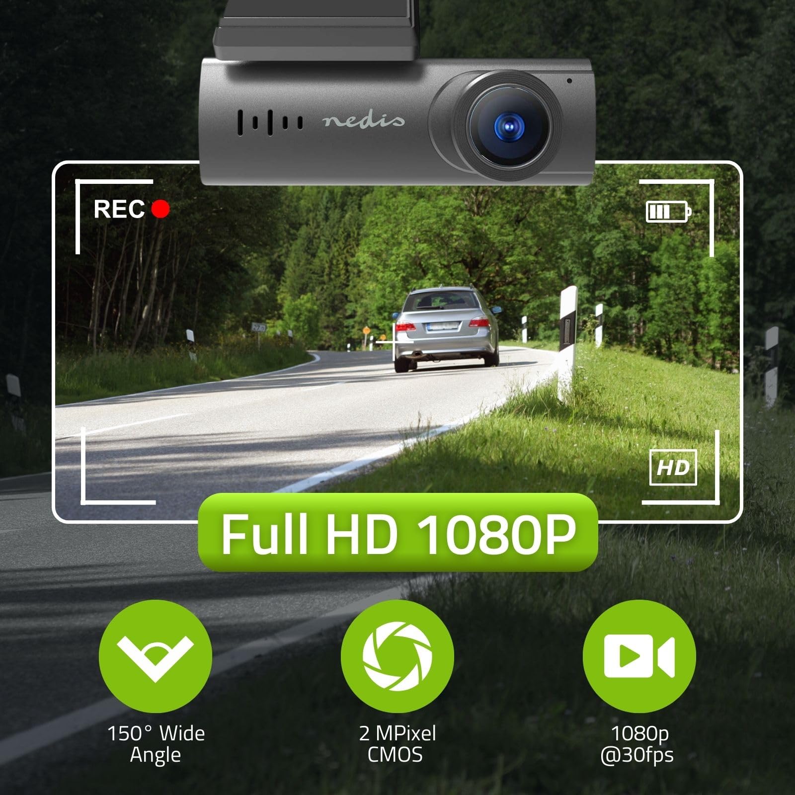 Dash Cam - 1080p@30fps - 2 MPixel - LCD - Nachtsicht - Schwarz