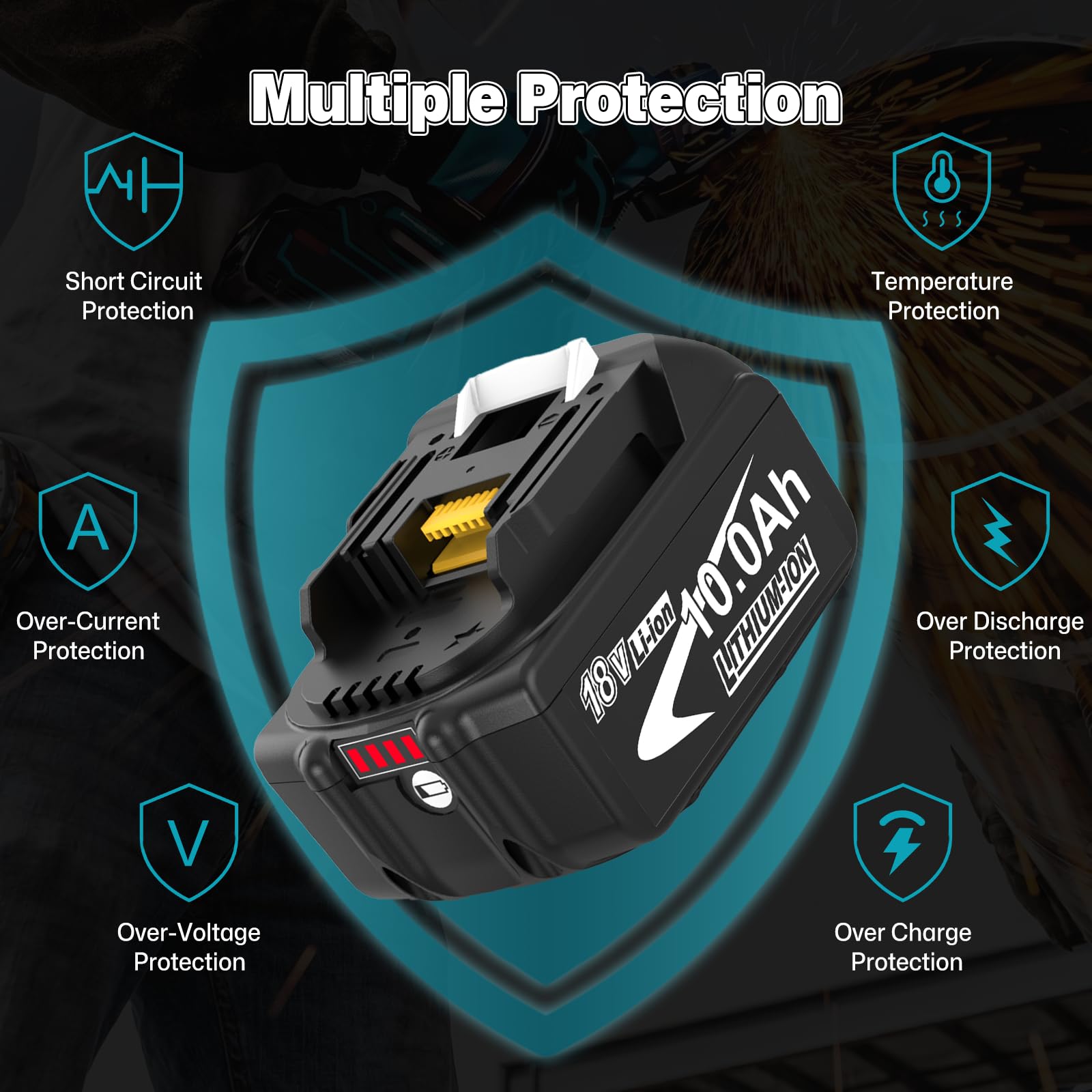 2Stück 18V 10,0Ah für Makita Akkus 18V + DC18RCT 3A Ladegerät LXT | 10.0Ah Hohe Kapazität, DC18RCT 3A Lader mit USB, Kompatibel BL1850B BL1860B BL1830B BL1840B BL1820, Für Alle LXT 18V Geräte
