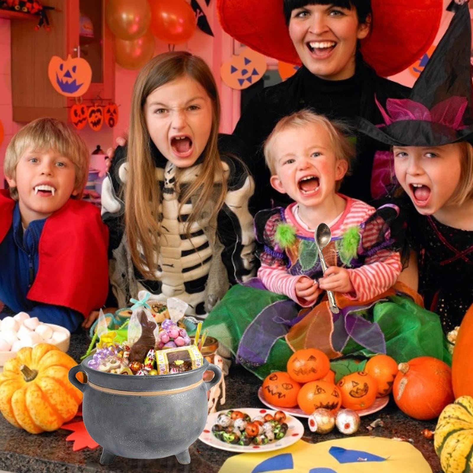 Genérico per dolci | per aperitivi Halloween caldaia di - Supporto per alimenti con cucchiaio per frutta, cinema, picnic, ristorante