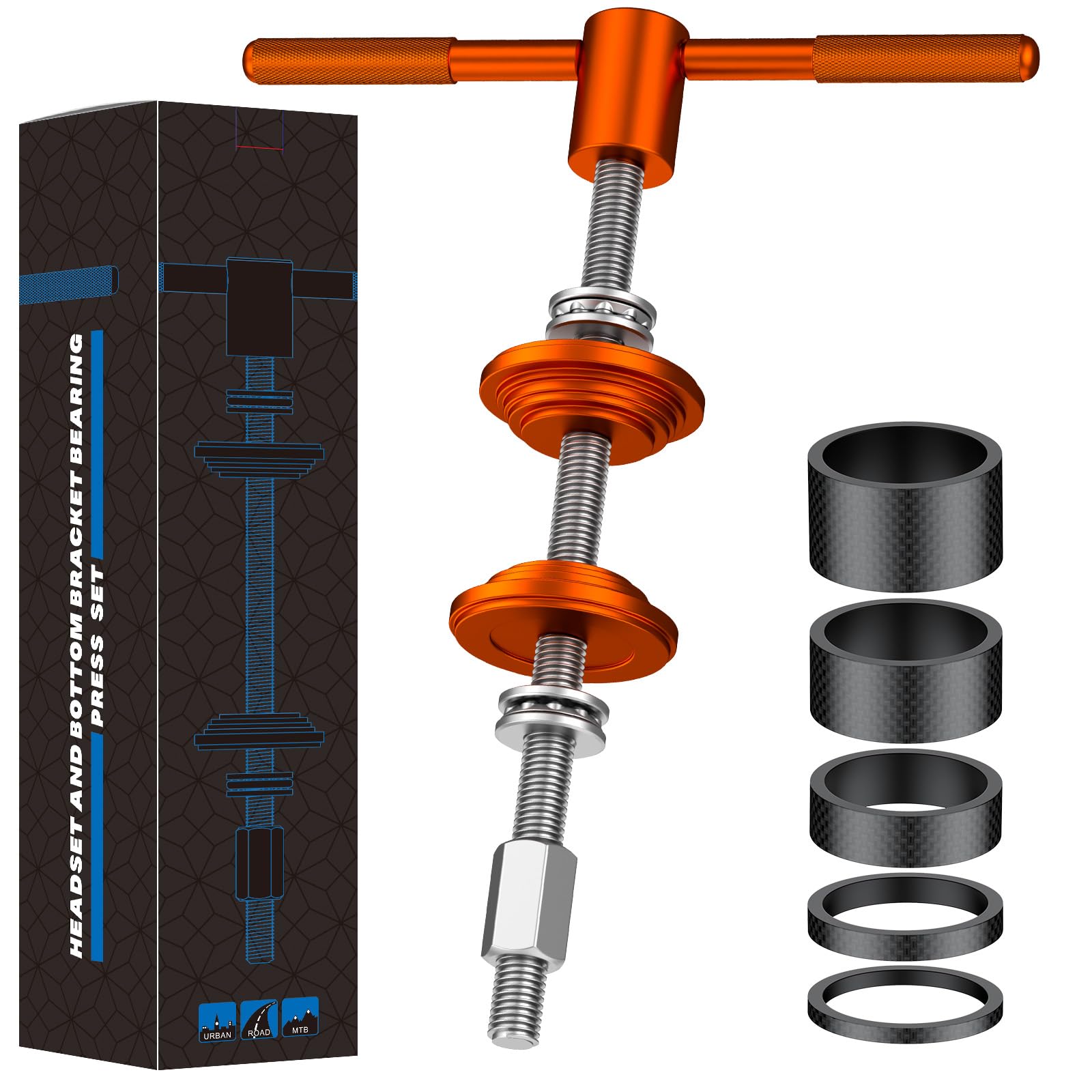 Photo 1 of ***MISSING PARTS***
Pawfly Bicycle Headset Press Tool, Bike Headset Bearing Press-in Tool, Bike Headset Cup and Bottom Bracket Press Install Tool for Most BBS, with 1-1/8 Inch Carbon Fiber Headset Spacers (5 Sizes)