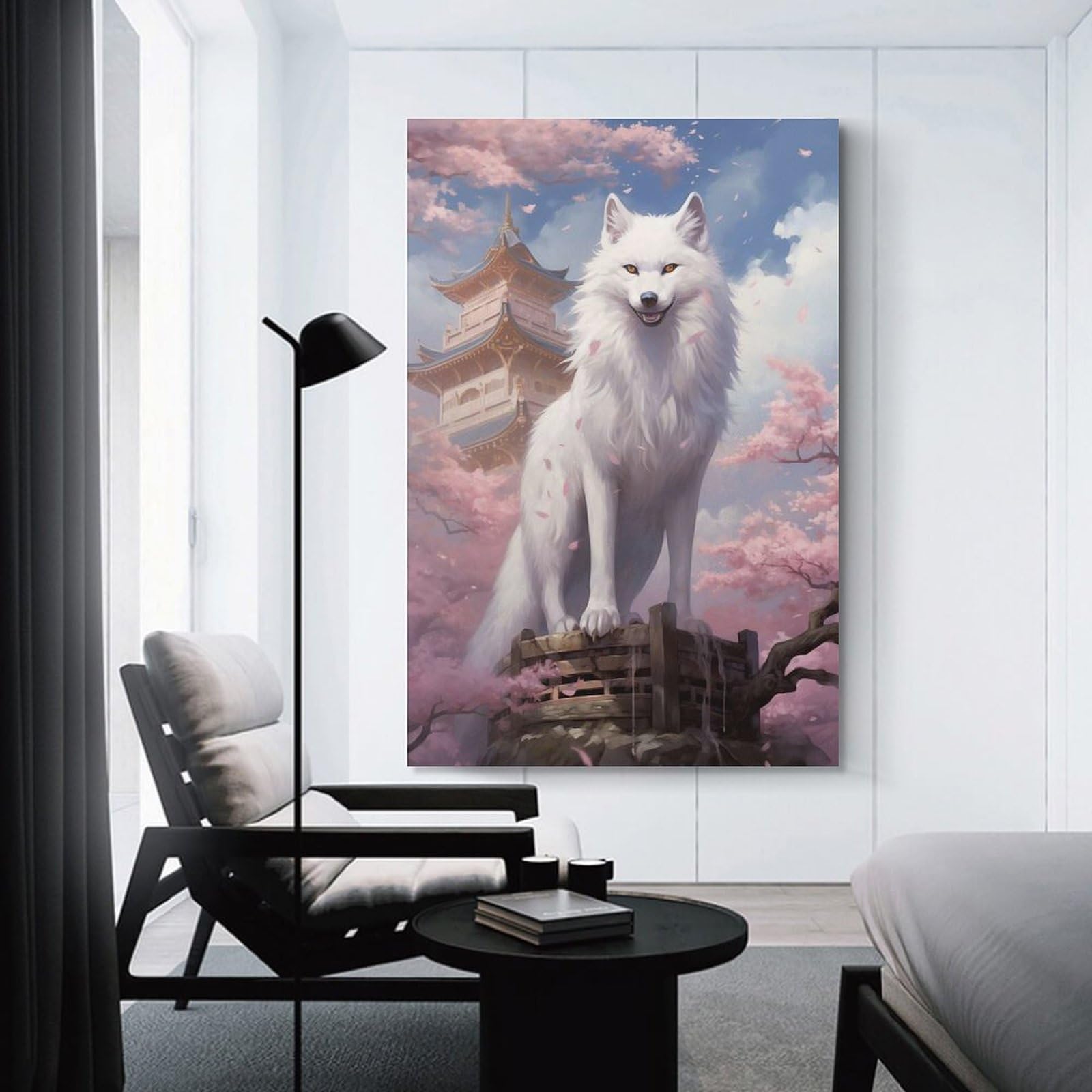 Junmoney Canvas Wall Art Kitsune Fox, 16x24inch(40x60cm), for Living Room, Bedroom, Office Or Hallway, Decorative Artwork with Broad Appeal