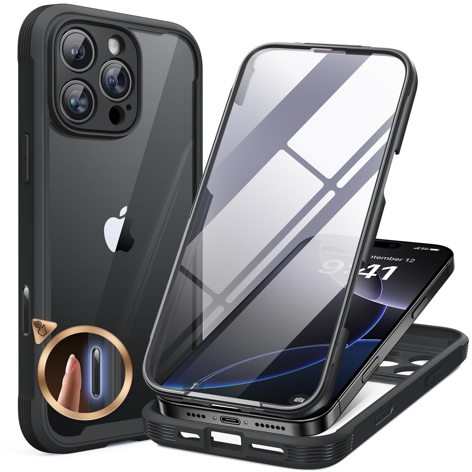Miracase Magnetic Case for iPhone 17 Case, [Bubble Free] Built-in Glass Screen Protector+ [New Camera Control Button], Full Body Bumper Compatible with MagSafe, Drop Proof 17 Cover,6.3-inch (Black) — view 126