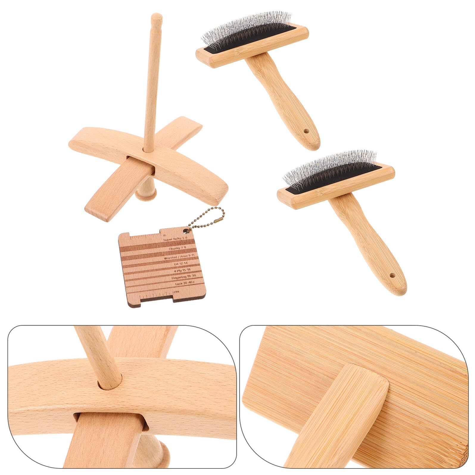 SAFIGLE Strumento per Filatura a Mano Fibre Soffici e Ricci, Preparazione Liscia delle Fibre in Legno e Metallo, Portatile per Progetti di Filatura e Artigianato All'aperto Colore Casuale