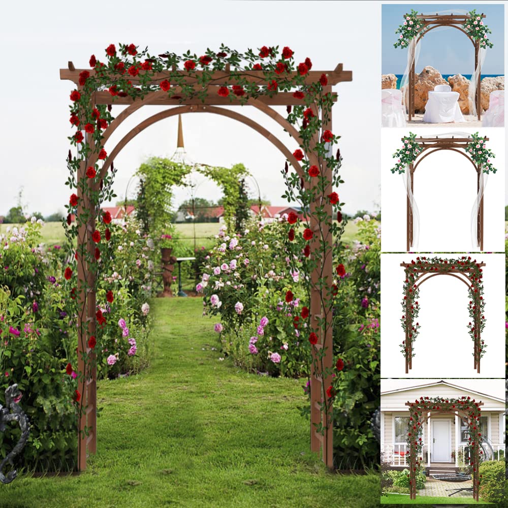 Buy Wooden Garden Arch Wood Arc Arbor Trellis Archway, Wedding Arch for