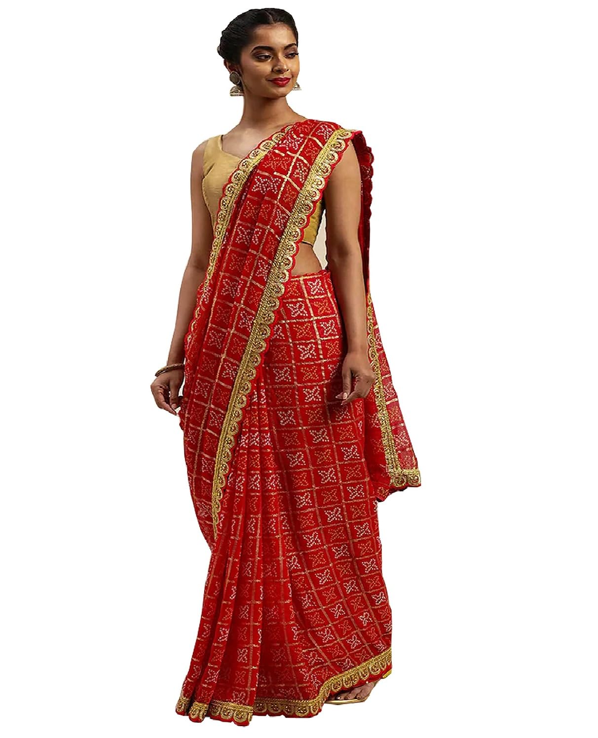 SHYAMLATA Women's Georgette Embroidery work Saree With Unstitched Art Silk Embroidred Lace Blouse Piece -Festival Party Wedding (S-130)