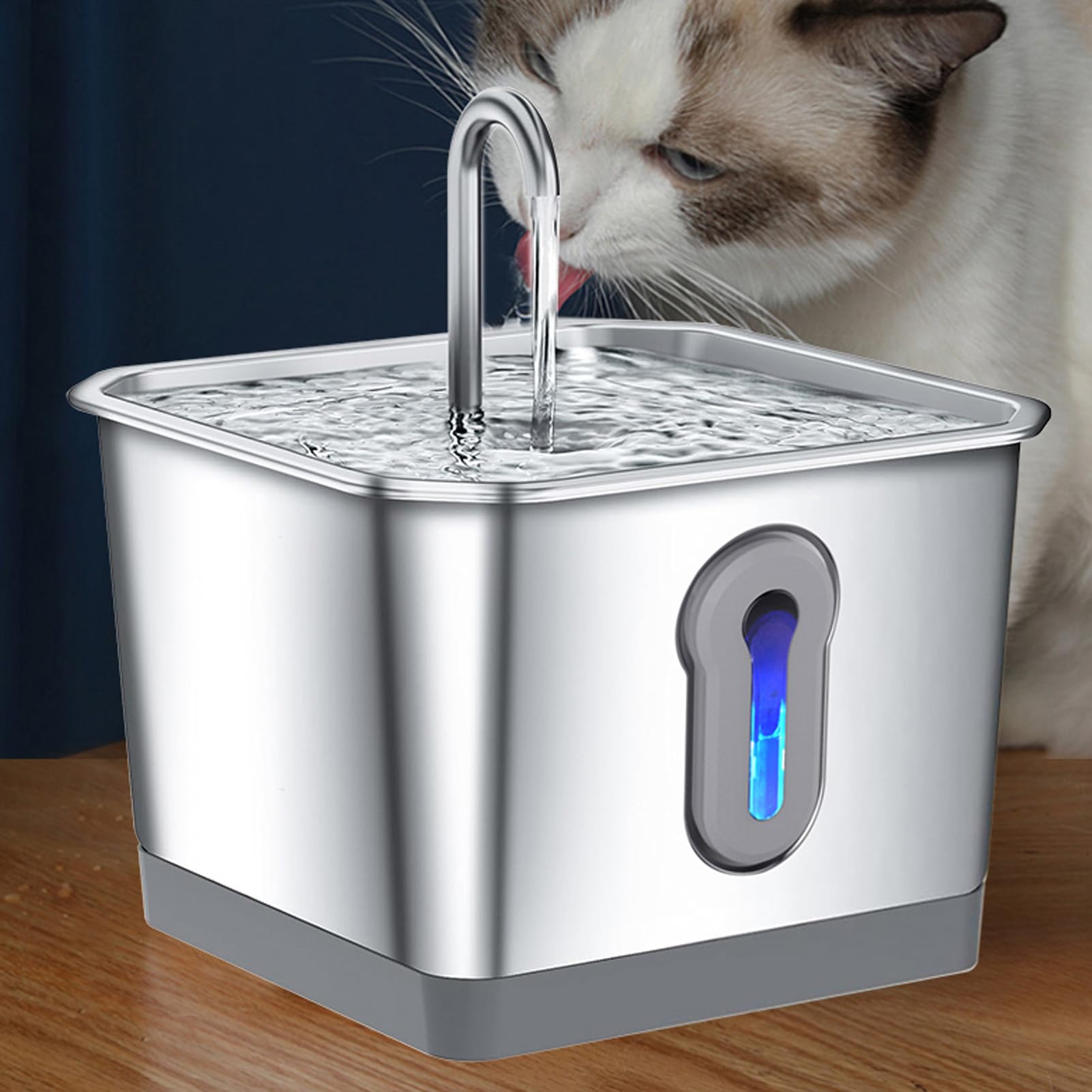 SENECESLI Fuente de Agua para Gatos de Acero Inoxidable, 3,5 L, 118 Oz, Dispensador Automático de Agua para Mascotas, Bomba Ultra Silenciosa, Fuente de Agua Inteligente para Gatos en el