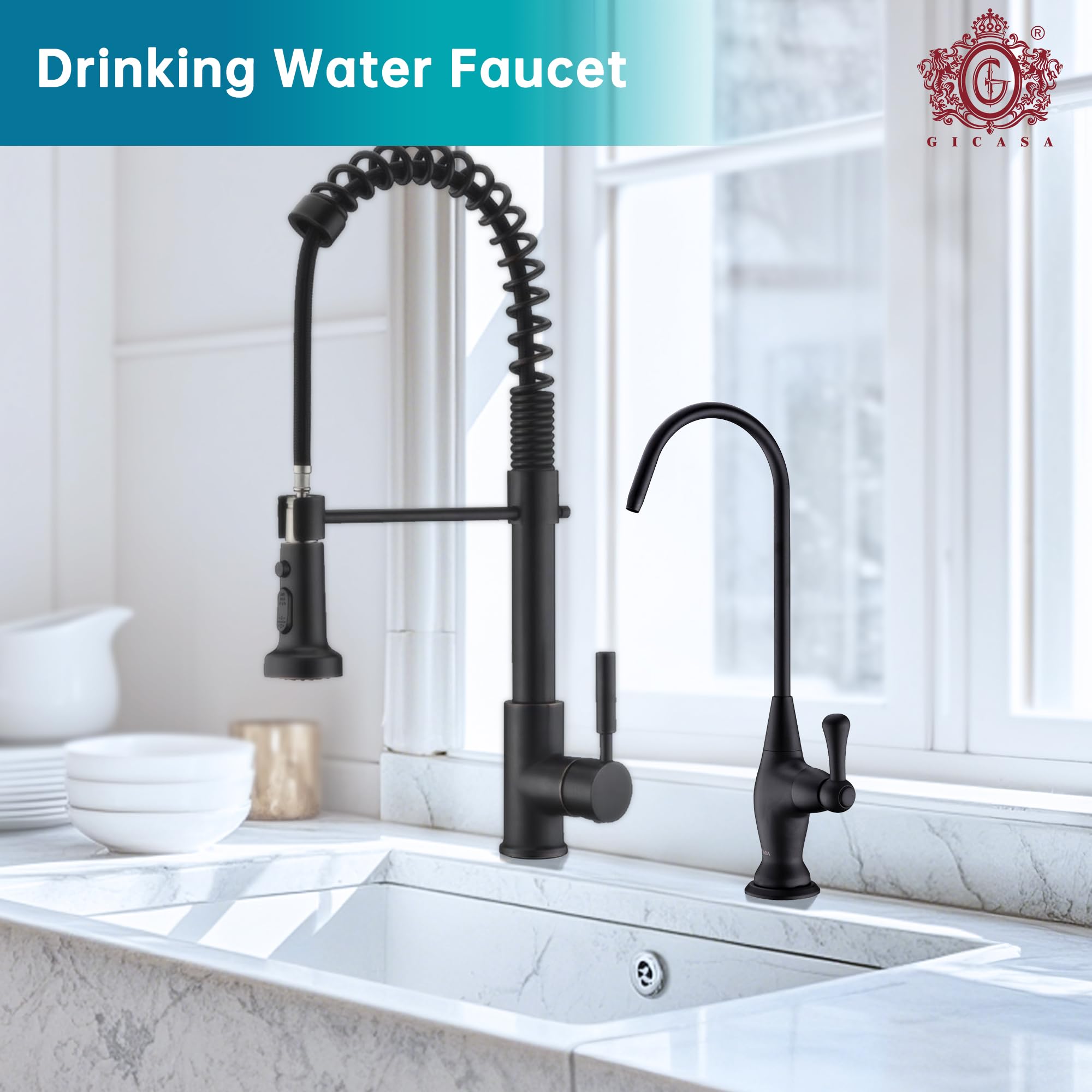 Grifo de filtro de agua negro mate, grifo de bebida de agua potable de acero inoxidable 304 sin espacio de aire para sistemas de ósmosis inversa Sistema de filtración de agua
