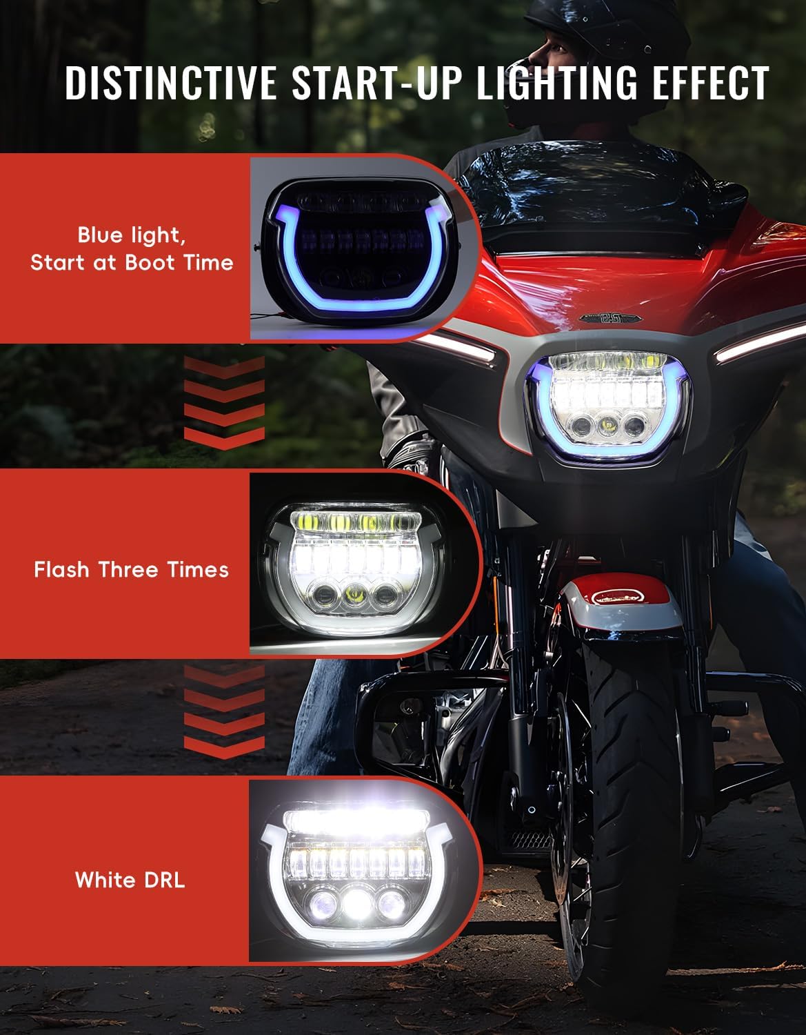 LED Headlights for Street Glide 2024, Chrome LED Head Light Headlamp Front Lamp with High/Low Beam and White DRL Lights for Harley Street Glide 2024 2025 CVO 2023-2025 Accessories
