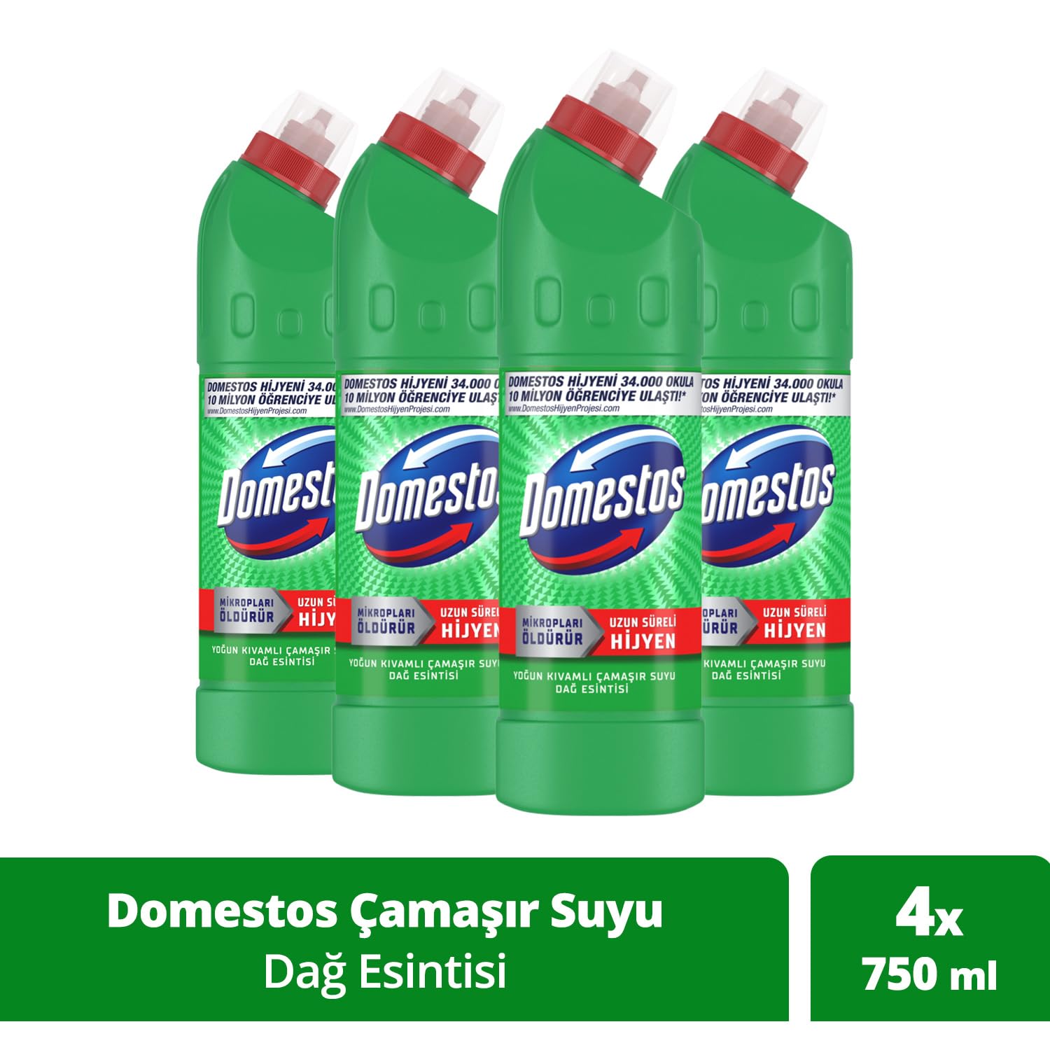Domestos Yoğun Kıvamlı Çamaşır Suyu Dağ Esintisi 750 ml x4