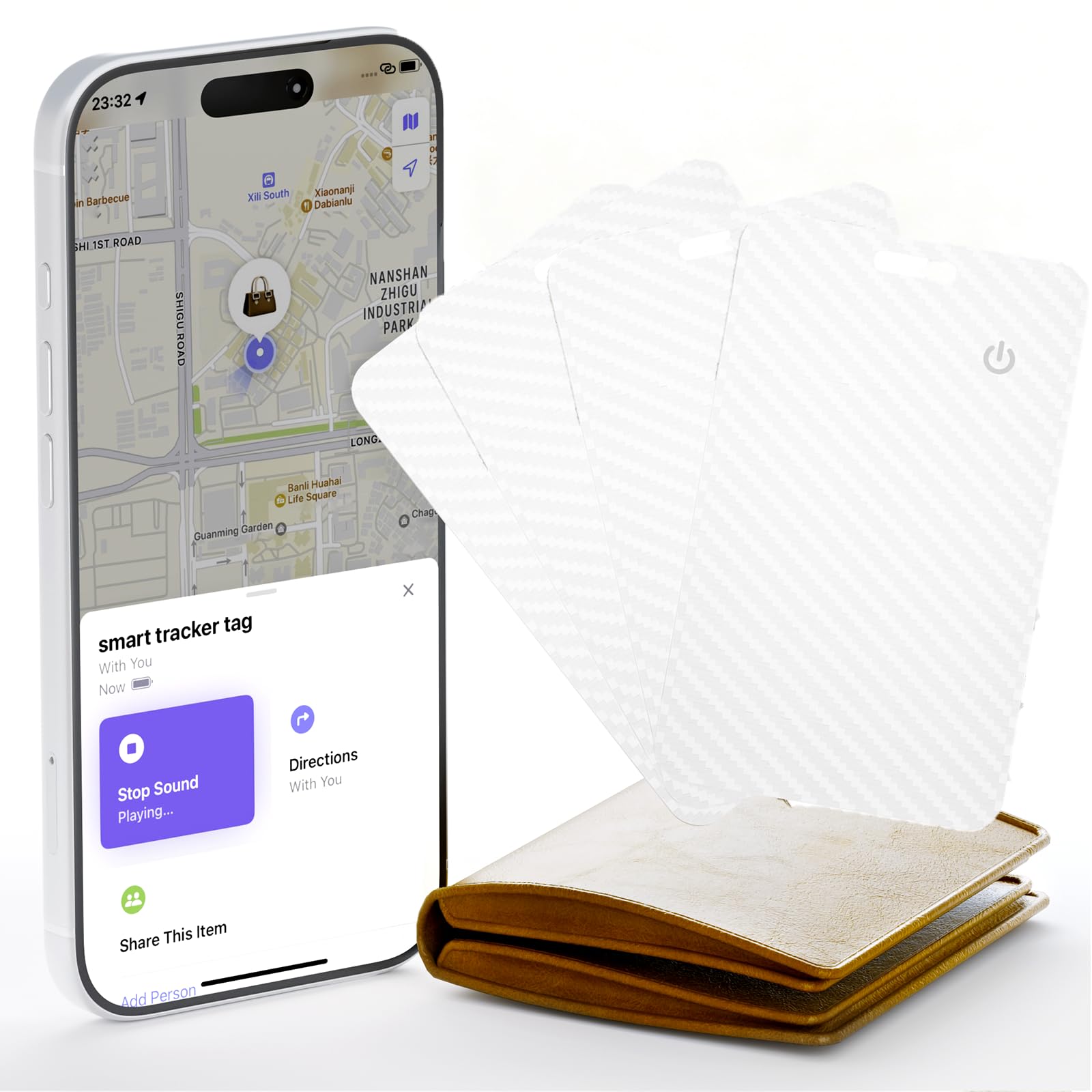 [Certifié Apple MFi] Lot de 4 cartes de suivi de portefeuille pour Apple Find My (iOS uniquement), carte de suivi GPS Bluetooth ultra fine, étanche IP68, localisateur d'objets intelligents pour