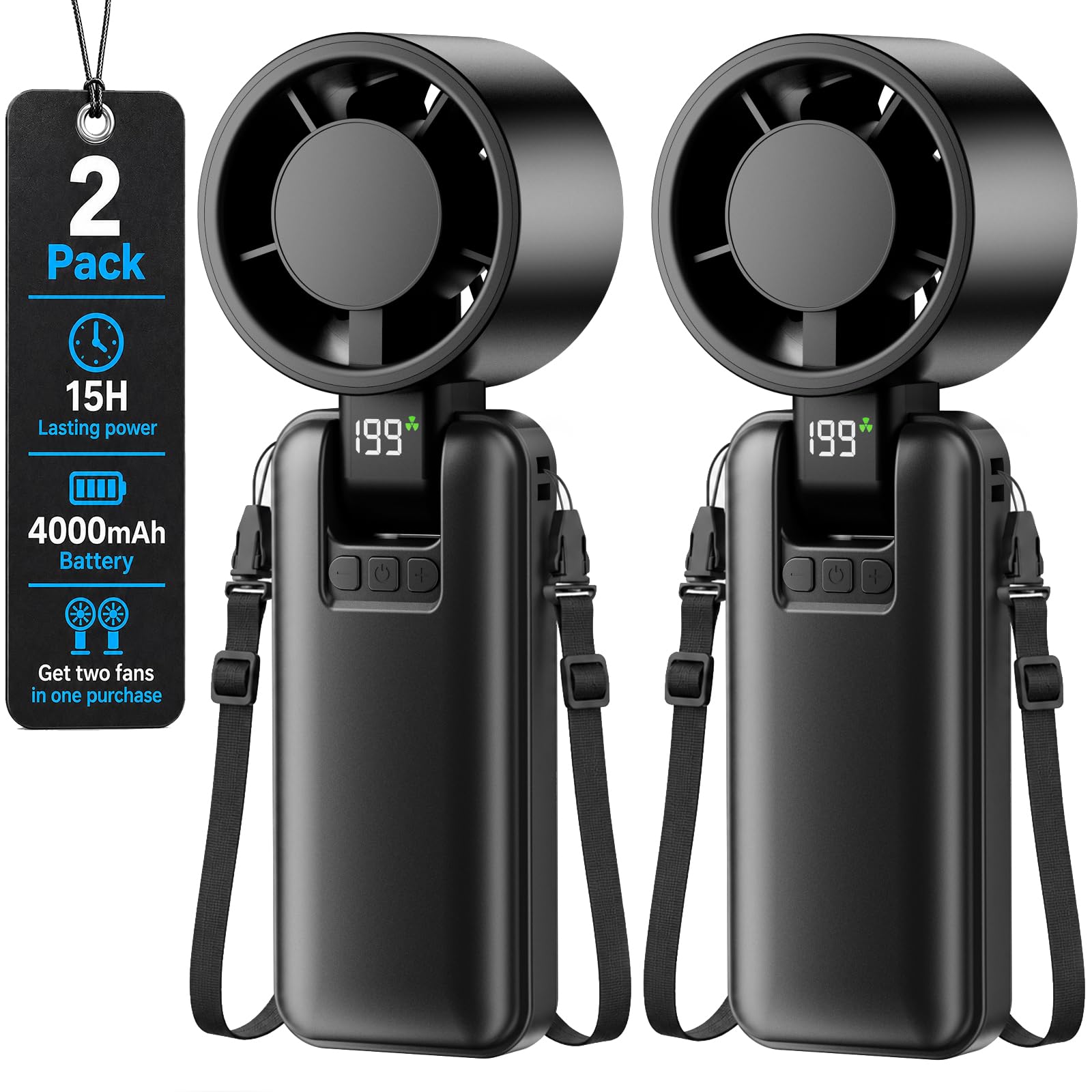 Photo 1 of ODIFORGOO 1 pack Pack Portable Mini Handheld Fan, 199-Level Stepless Speed,Black