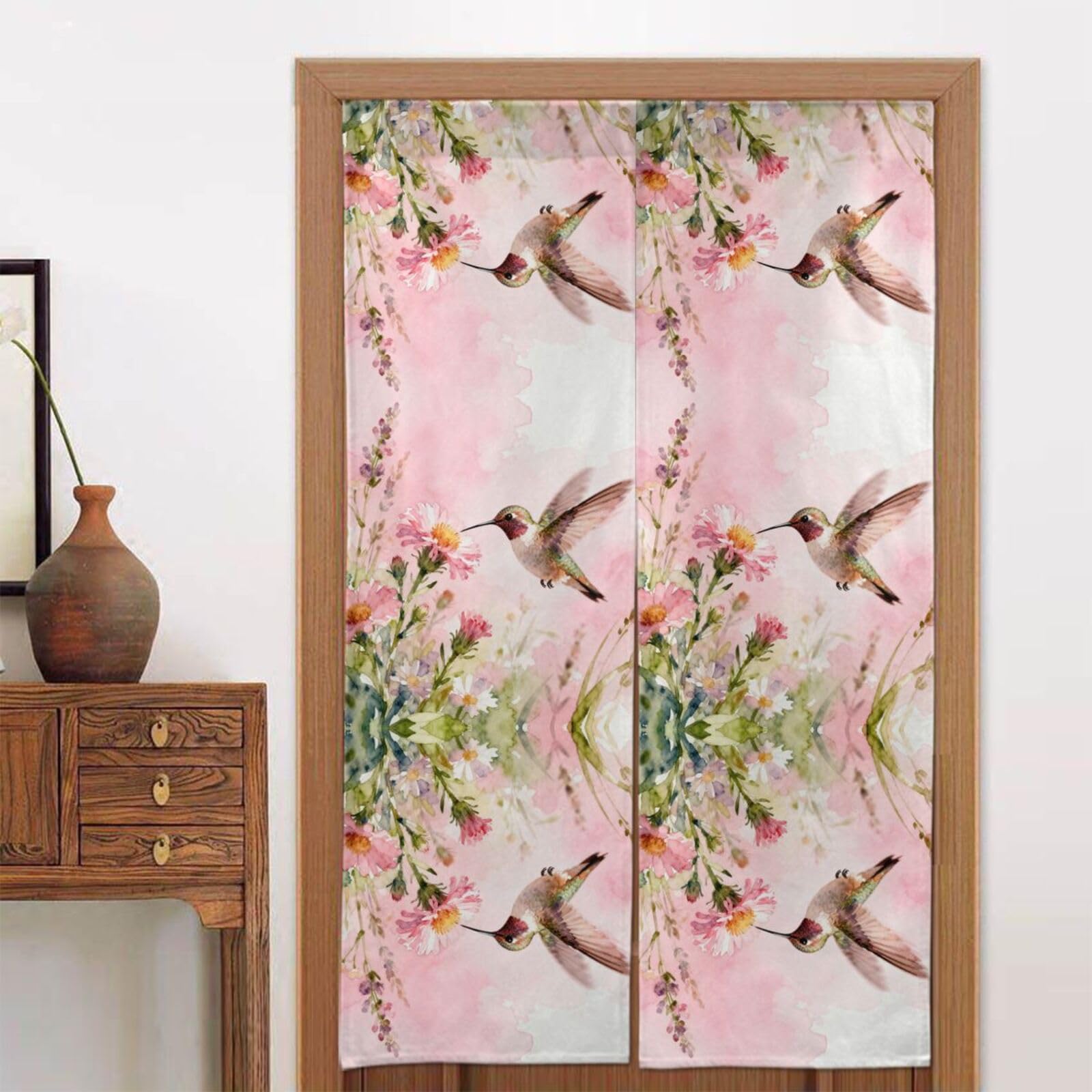 CNTDBU Miniature birds Door Curtain 34x56 Inch-Room Divider Panel for Privacy, Entryway Screen for Kitchen Bedroom