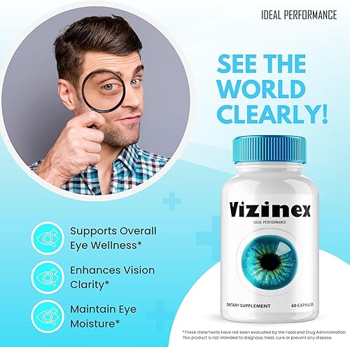 Miniatura 4 de Vizinex - Cápsulas de suplementos para la salud ocular, píldoras de vitaminas oficiales Vizinex para ojos, extra fuerte, todo natural