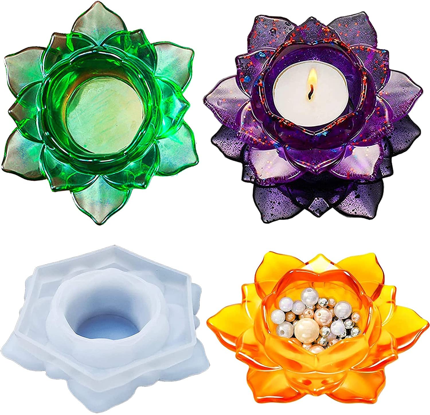 SNOOGG® Pack of 2 Silicone Moulds of Tea Light Candle Holder in Lotus Shape for Epoxy Resin Art, DIY, Casting,Making Coaster, Home Decoration, Cup Mat and More .. (B09ZZZQTM3) Amazon Price History, Amazon Price Tracker