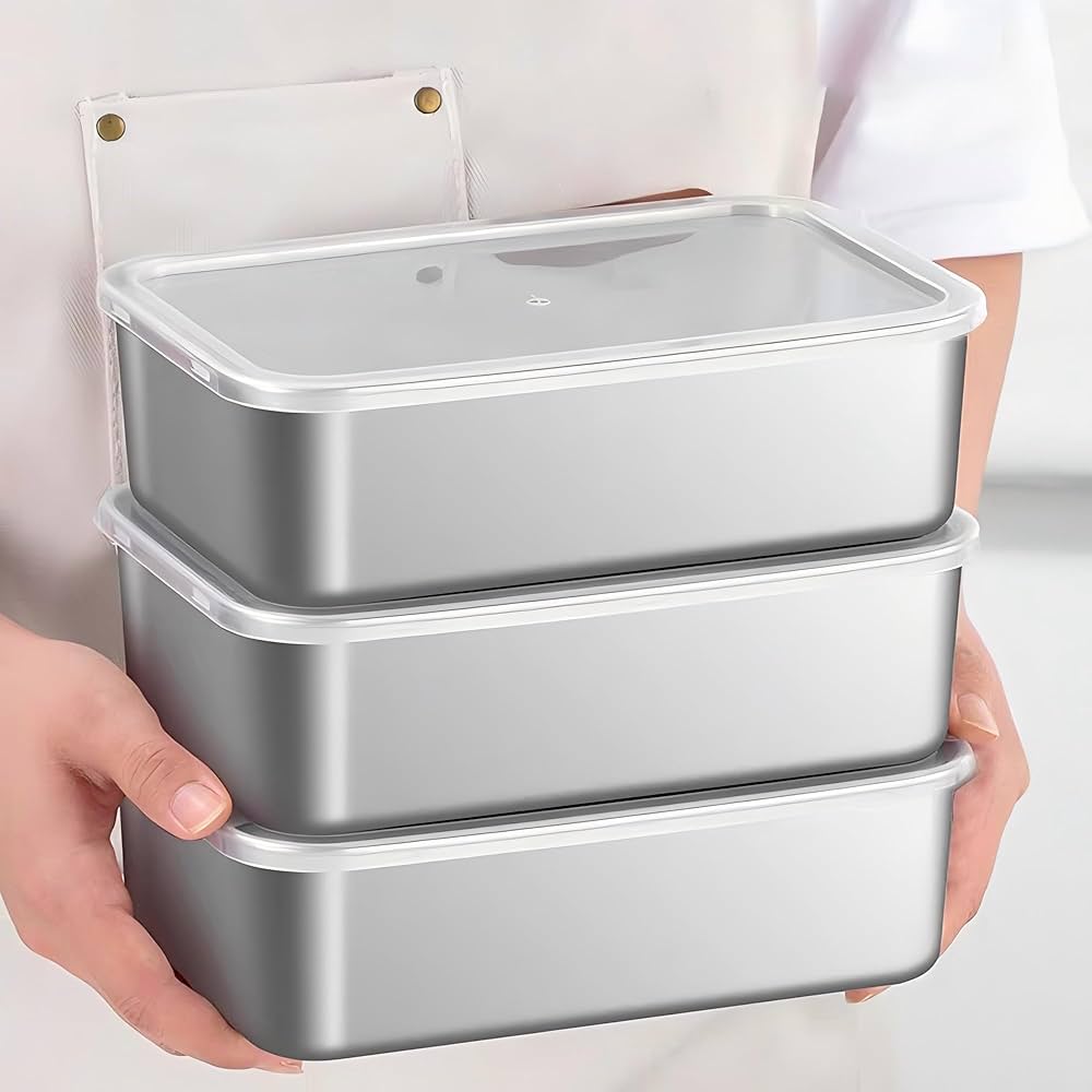 Amazon｜CHFNJJ ステンレス製保存容器 2点セット ステンレス バット 蓋