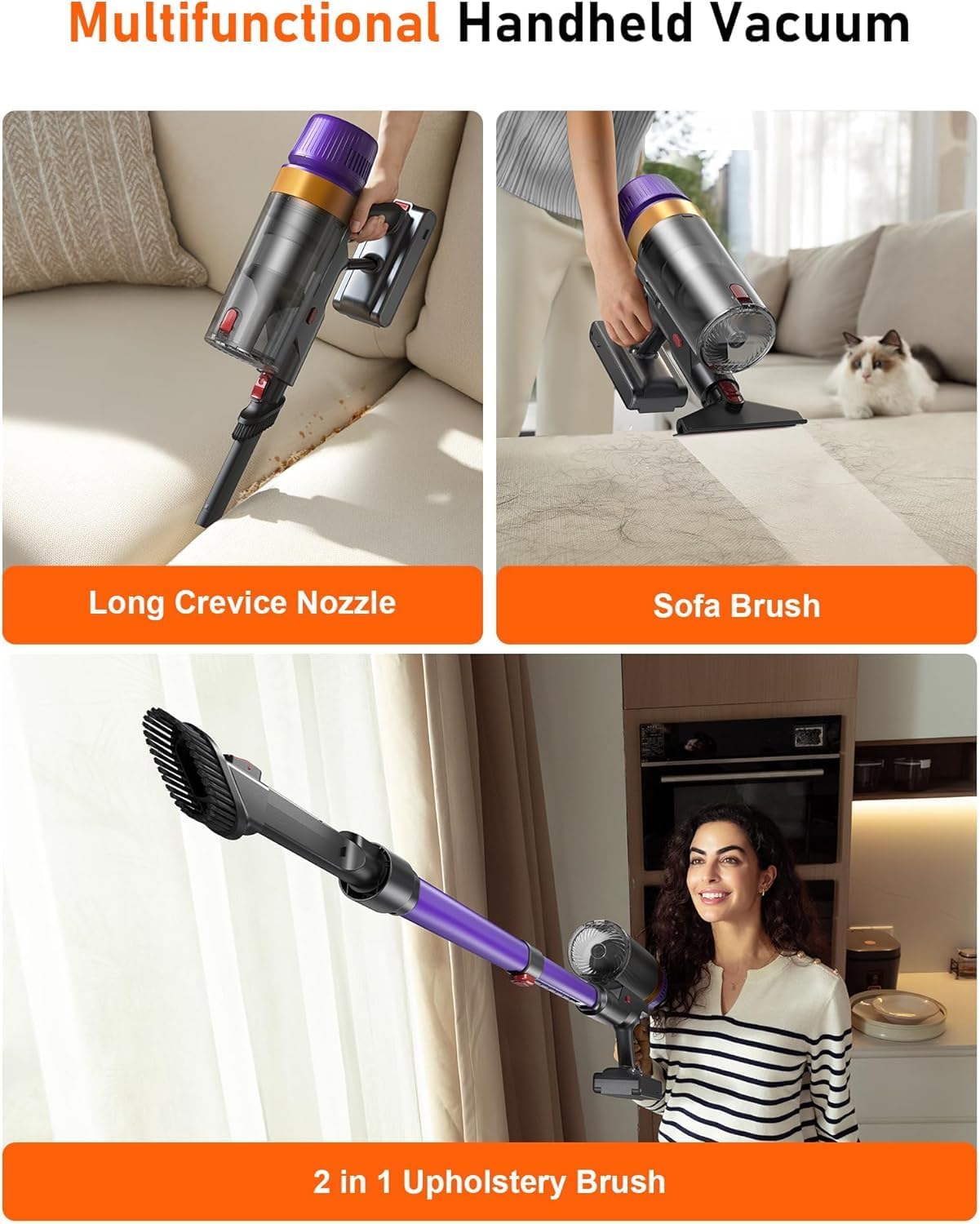 Cordless Vacuum Cleaner, Self-Standing 620W 55KPA 75Min Runtime Stick Vacuum for Home, 1.8L Dust Cup, LED Display, Anti-Tangle, 8-Stage Filtration, for Hardwood Floor Carpet Pet Hair