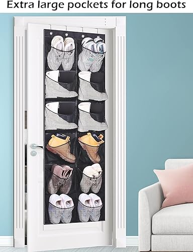Miniatura 9 de KIMBORA 12 bolsillos grandes de malla sobre la puerta, organizador de zapatos para armario, zapatero colgante para puerta, colgador de zapatos,