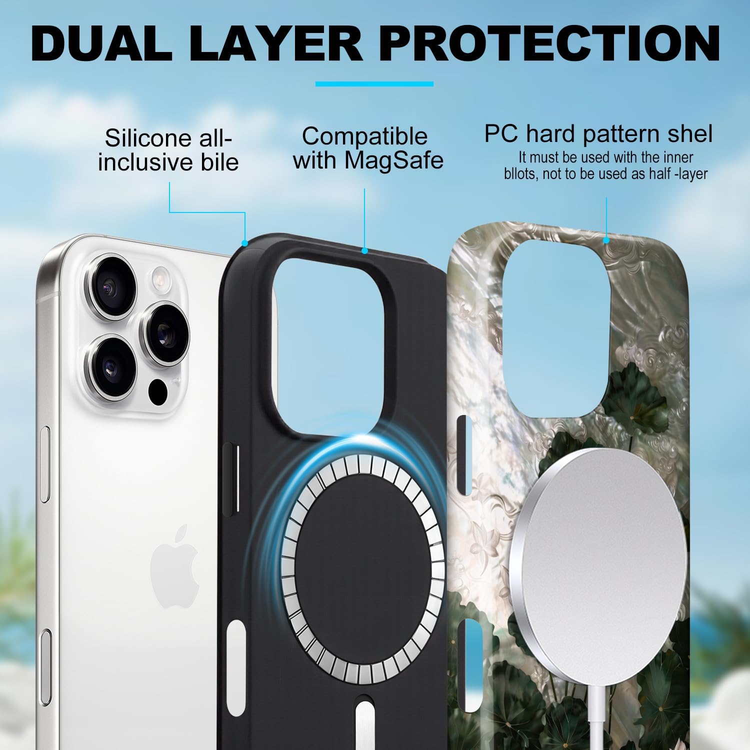 Magnetic for iPhone 13 Pro Case Cute Phone Case, Lotus and Frog image 3