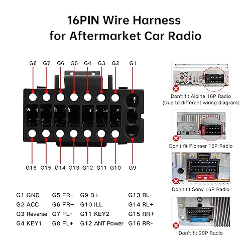 Miniatura 9 de Arnés de cableado estéreo para coche con Canbus para Nissan Qashqai Rogue X-Trail 2014-2018 Arnés de cable de radio Soporte de cable de alimentación