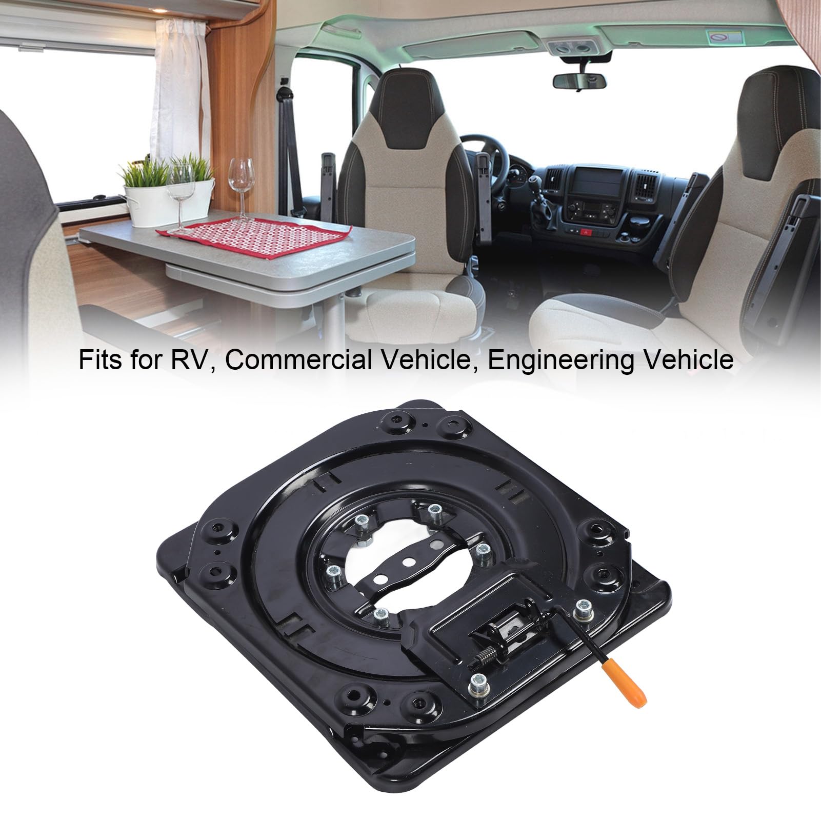 SIXRUN Base Giratoria para Asiento de Automóvil, Base de Acero Inoxidable Giratoria de 360 ​​​​grados Resistente con Revestimiento de Pintura Al óleo Negra, para Modificación de