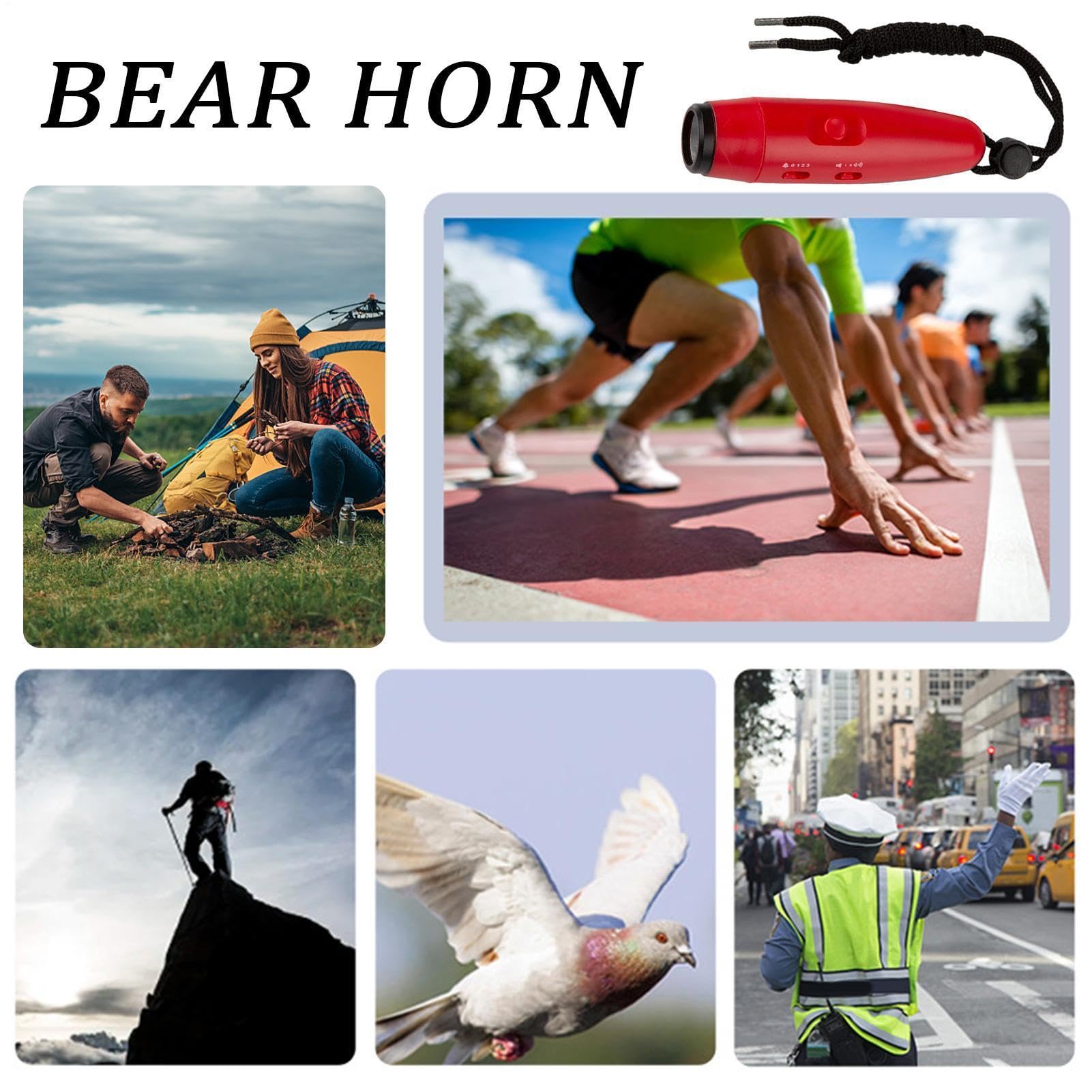 Elektronisches Horn für Bären, tragbar, 125 dB, mit 4 Lautstärkestufen und 3 Stufen, Sicherheitsalarm gegen Bären, Camping, Klettern, Erkundung und Sicherheit im Freien, Sport, Massenkontrolle