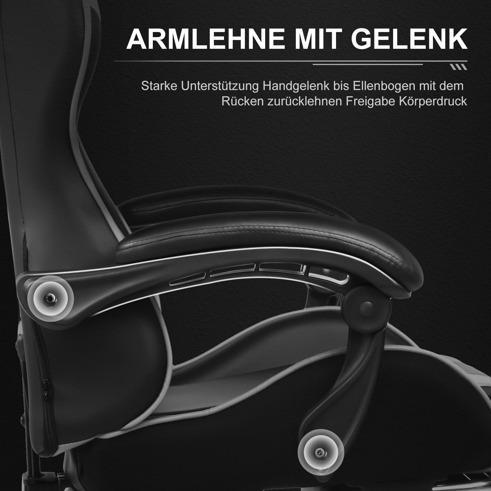 GTPLAYER Gaming Stuhl Bürostuhl Massage Gaming Sessel Ergonomisch mit Fußstütze, Massage-Lendenkissen, 150KG, weiß
