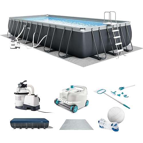 INTEX 26367EH Ultra XTR 24ft x 12ft x 52in Above Ground Swimming Pool Set with Sand Filter Pump and Deluxe Automatic Vacuum Cleaner