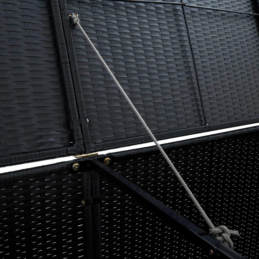 vidaXL Pattumiera a doppio impenno, in polyrattan, colore: nero