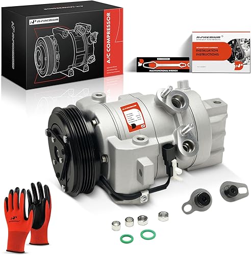A-Premium Compresor de aire acondicionado con embrague compatible con Ford Mustang 3.7L 2015-2017, con compresor DKS17D, 4 ranuras