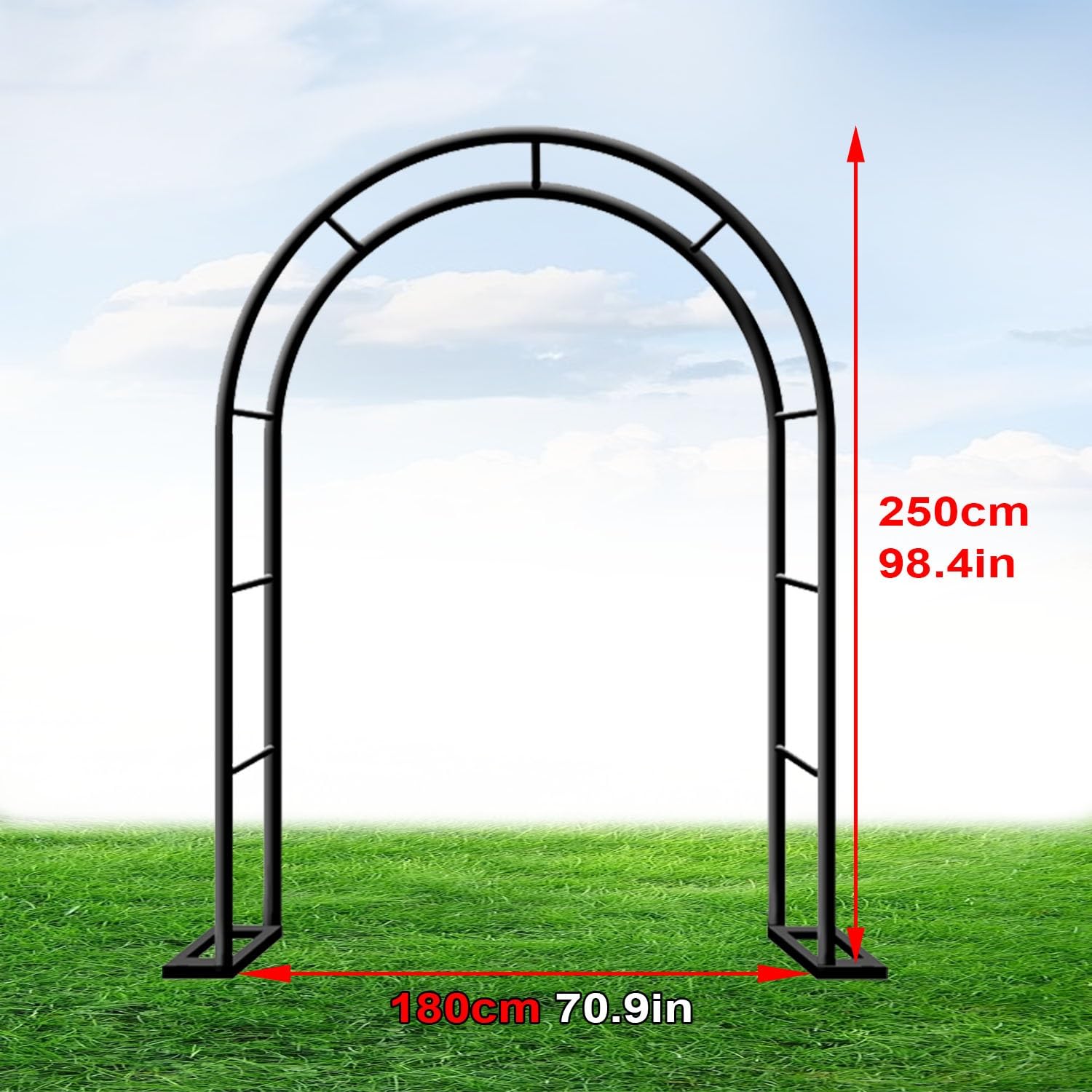 Générique Pergola Jardin Fer forgé Tonnelle Arche de Jardin Exterieur, pour Plantes Grimpantes, Décoration Arche de Mariage, 80cm 140cm 180cm 200cm 240cm 280cm 300cm 350cm(Brun,W180 X H220cm)