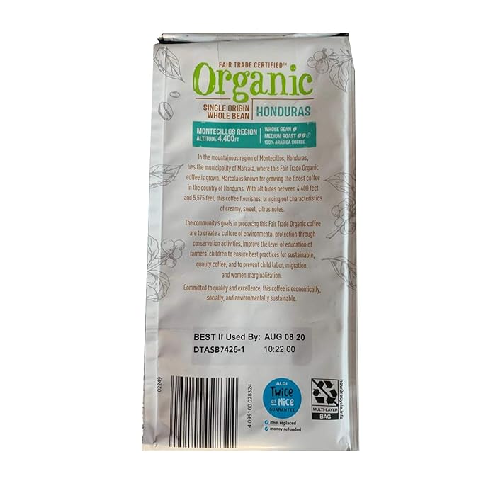 Café Orgánico en Grano Tostado Medio Barissimo Perú y Honduras 2 Paq miniatura 2