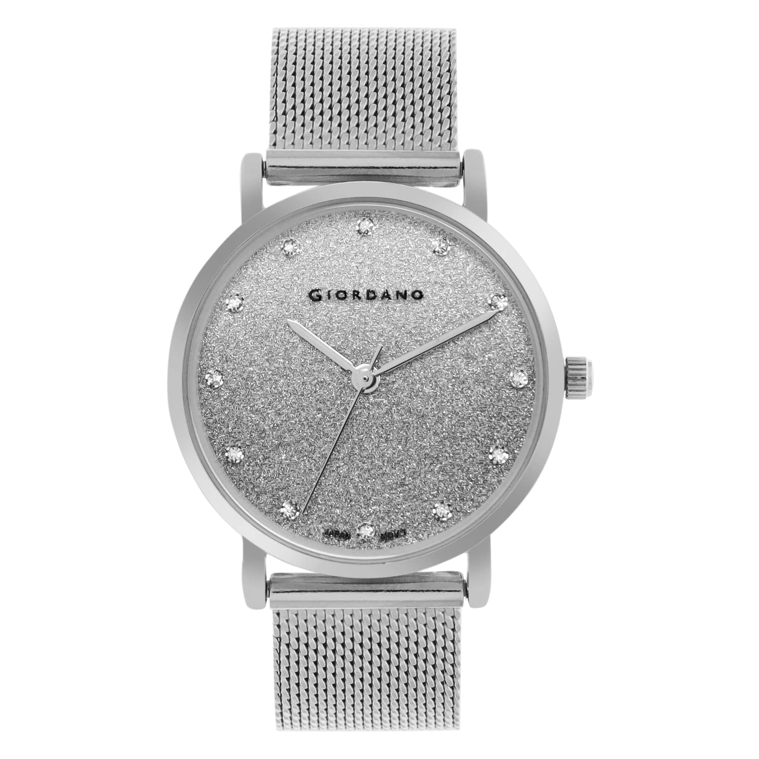 Giordano Shimmer Collection Analogue Watch for Women with Silver Shimmer Dial and Silver Stylish Mesh Band Ladies Wrist Watch to Complement Your Party Look GD-60005-11 (B09XMKGMD5) Amazon Price History, Amazon Price Tracker