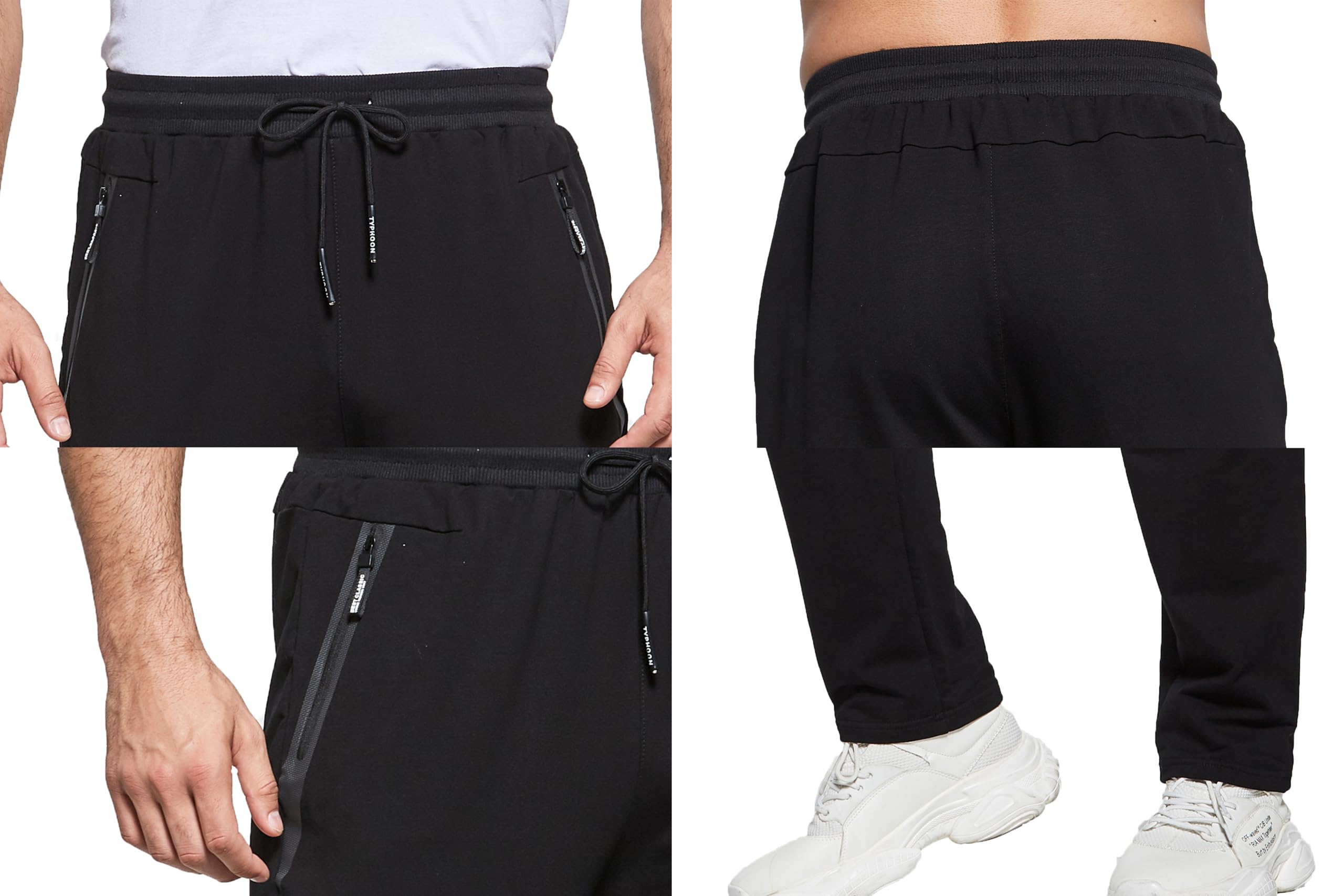 HCSS Pantalon Chandal Hombre Algodon Largo Pantalones Deporte con Bolsillos Cremallera Cintura Elástica