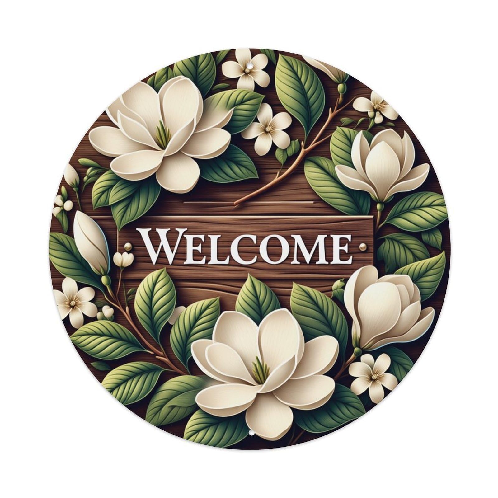 Jdfenggu Vintage Floral Wood Welcome Sign Pattern Retro Metal Tin Sign, Metal Poster For Bar, Home, Man Cave, Kitchen, Laundry Room Art Decor 8X8 Inch