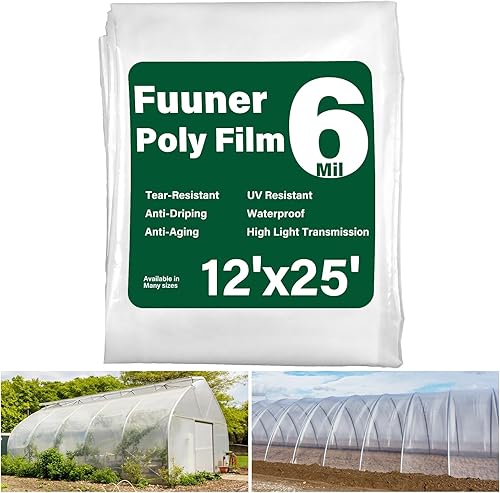Miniatura 10 de Fuuner - Plástico para invernaderos, 6 mil, 19.5 x 19.5 pies, lámina de plástico transparente para invernaderos resistente, resistente a los rayos