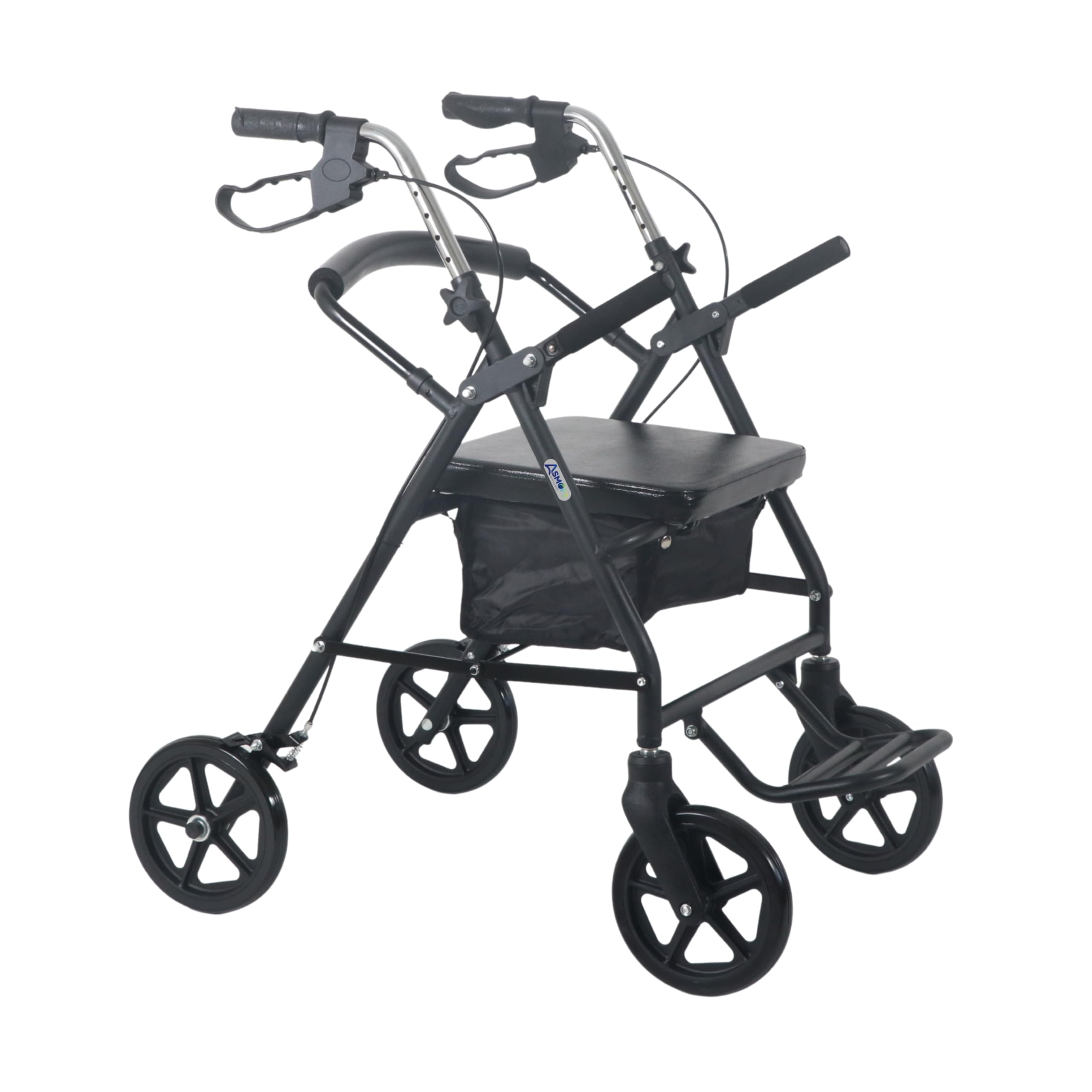 4-Wheel Aluminium Rollator Walker with Seat | Foldable Height Adjustable Mobility Walker for Seniors, Elderly, Physio & Rehabilitation | Hand Brakes & Storage Bag-image-25