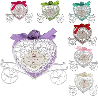 Chytaii Sac Boîte Panier de Bonbons Bonbonnière Cadeaux Emballage en Métal Décoration de Cérémonie Mariage Forme de Carosse Coeur