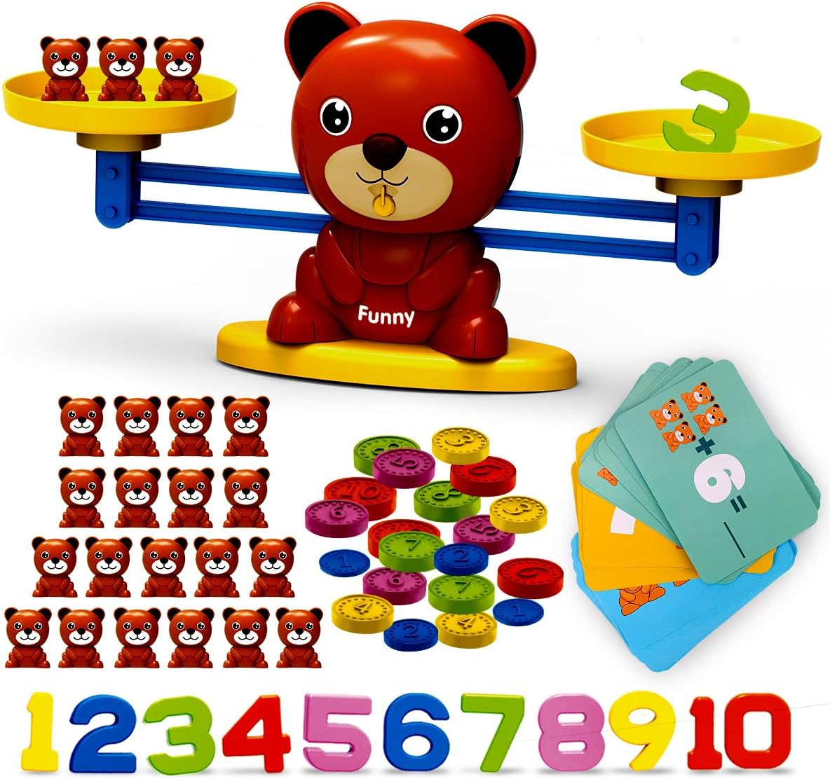 REMOKING Montessori Balance Scale Math Toy for Kids, Counting Bears Educational STEM Toy for Preschool Learning, Sorting & Number Recognition Toy for Toddlers Ages 3+