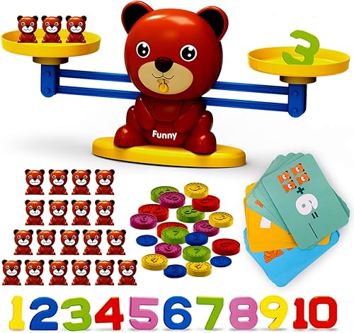 REMOKING Montessori Balance Scale Math Toy for Kids, Counting Bears Educational STEM Toy for Preschool Learning, Sorting & Number Recognition Toy