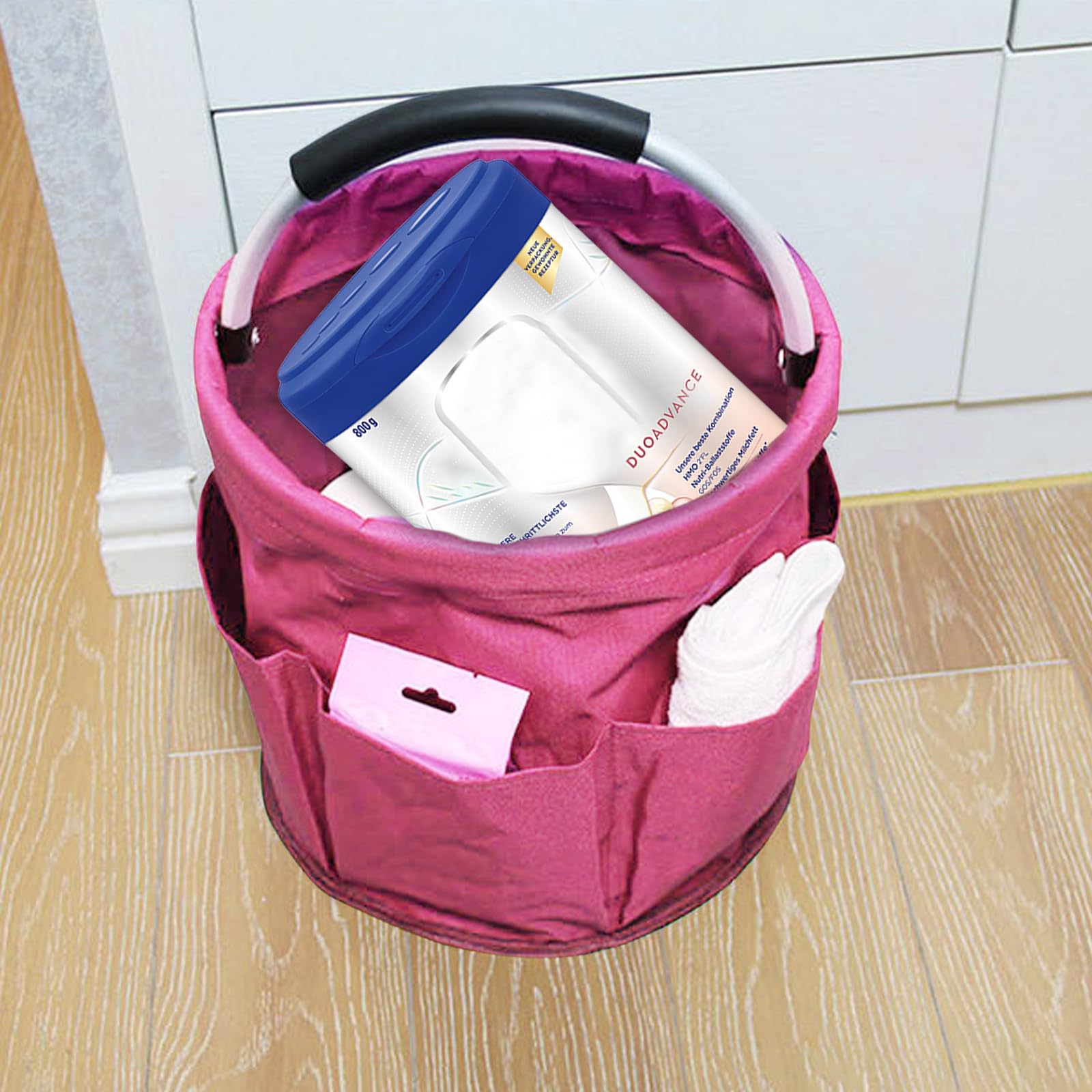Universal-Reinigungs Caddy, Putzmittel Organizer, Faltbare Gartentasche Aufbewahrungsbox Gartenwerkzeuge Tasche, Putzmittel Organizer für Aufbewahrung im Badezimmer Reisen Gartenarbeit (Rosa)