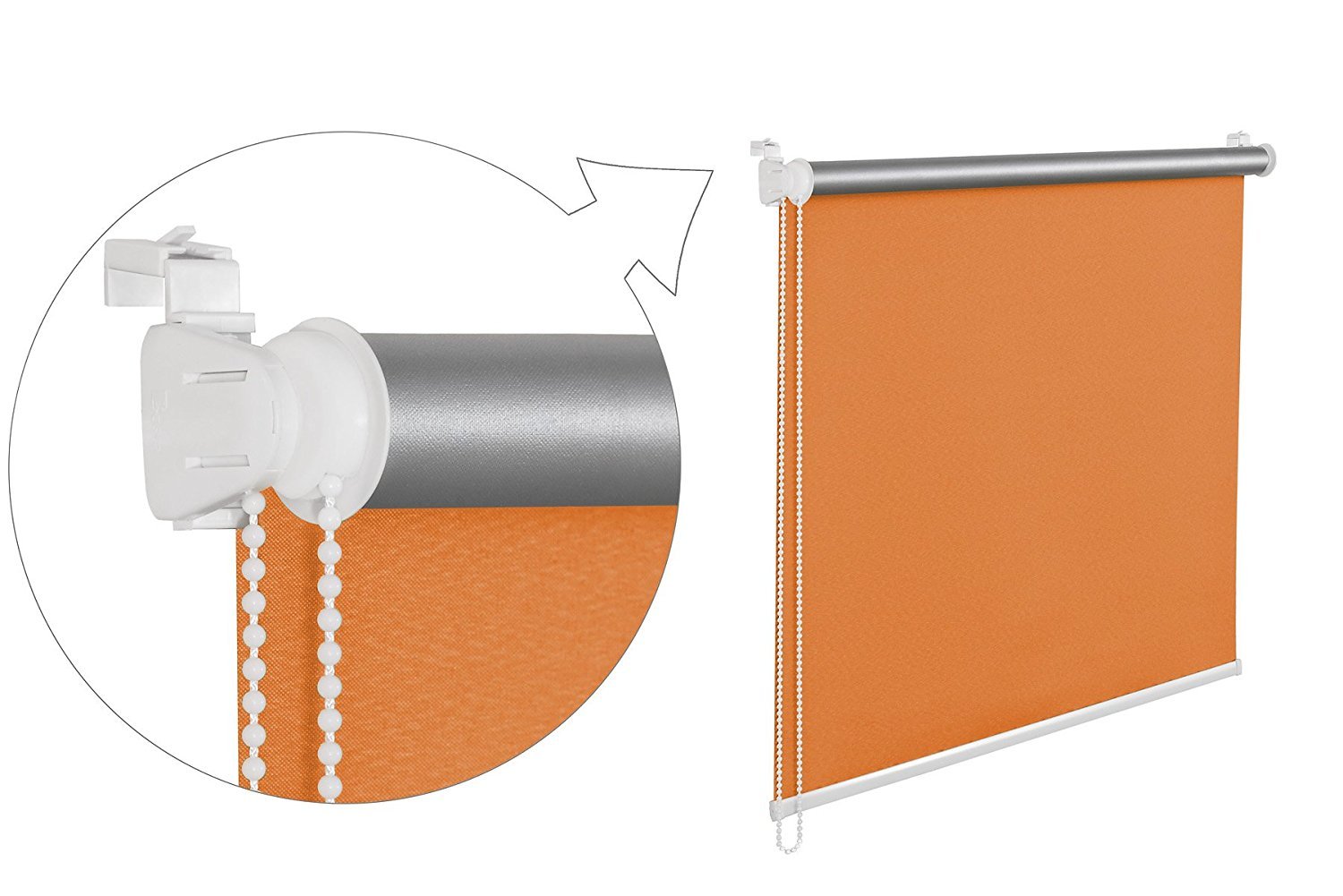 Store enrouleur tamisant 120 x 150 cm orange Store enrouleur thermique avec ichung thermique 100% abdunklung inkl. Cordon à support...