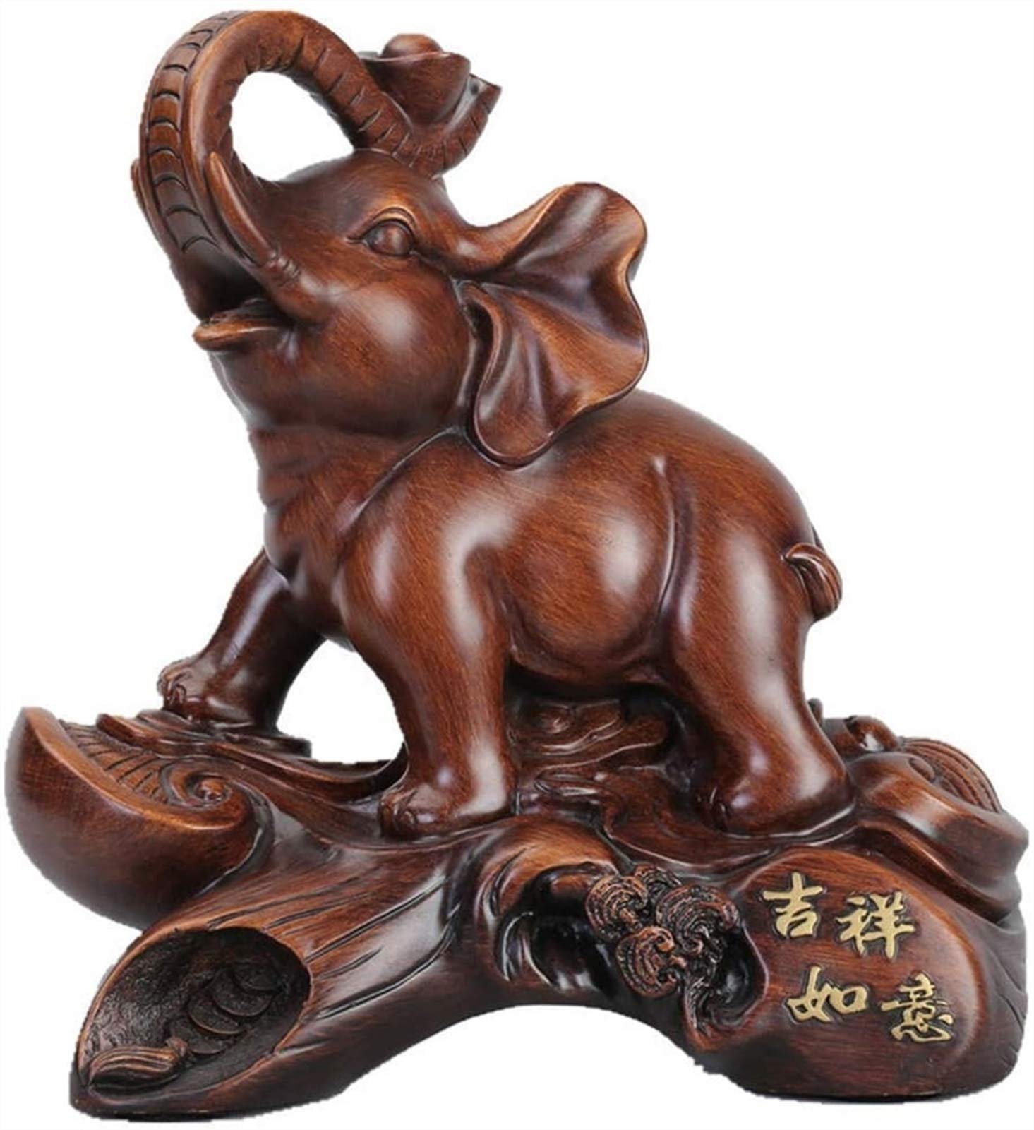 Sculpture d'éléphant de table marron aux finitions artisanales de qualité - 6