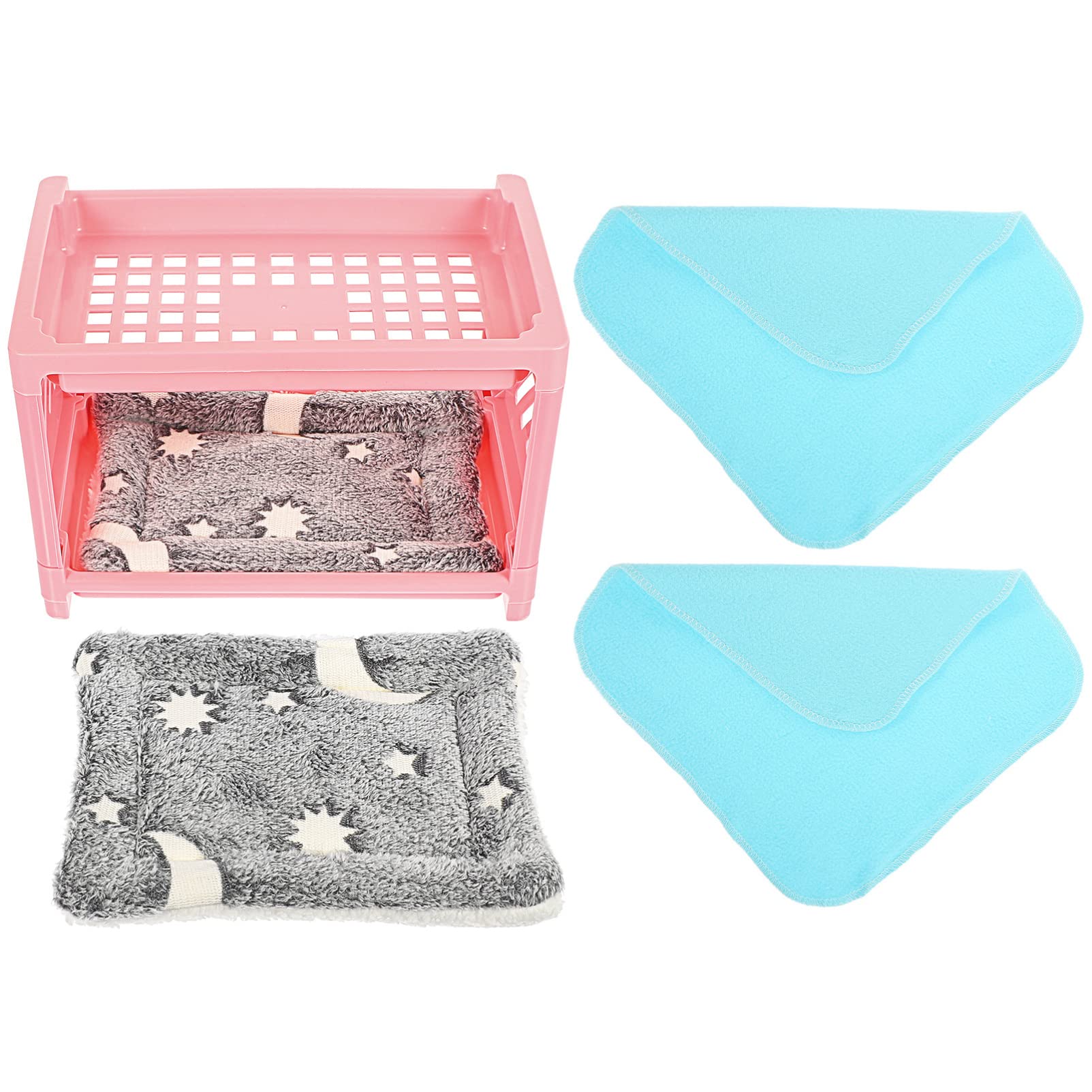 PATKAW 1 Set of Guinea Pig Bunk Bed Double- layer Bunny Bed Cute Elevated Hamster Bed Small Animal Bed Toy with Cushion Blanket for Chinchilla Rat Hedgehog