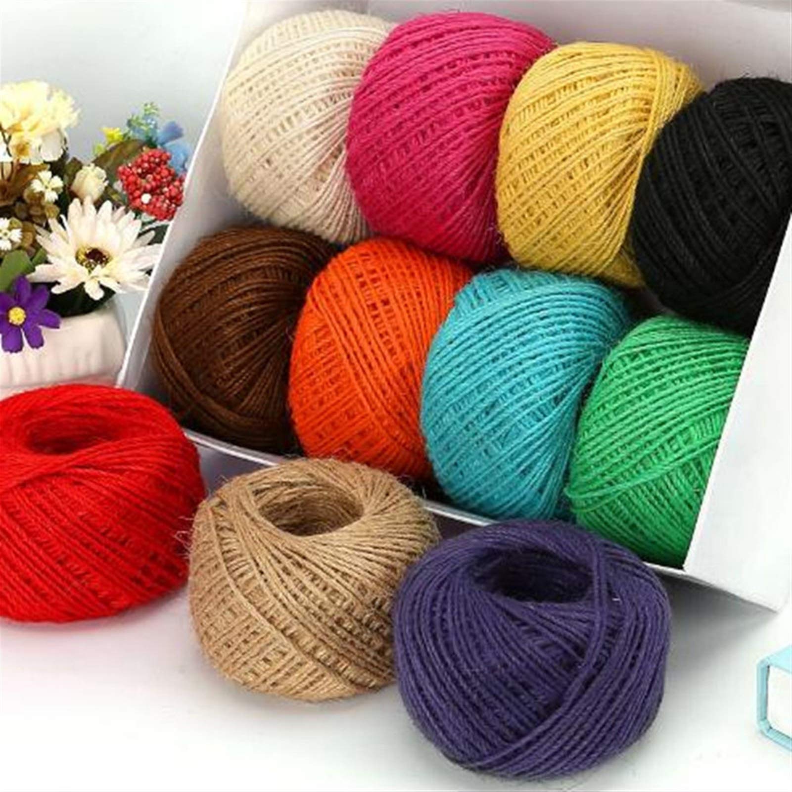 Zkenshan-Natural Jute Twine 50M Natural Burlap Hessian Jute Twine Cord Hemp Rope 2mm Packing String Wedding Decoration, Natural Jute Fiber (Color : 7)