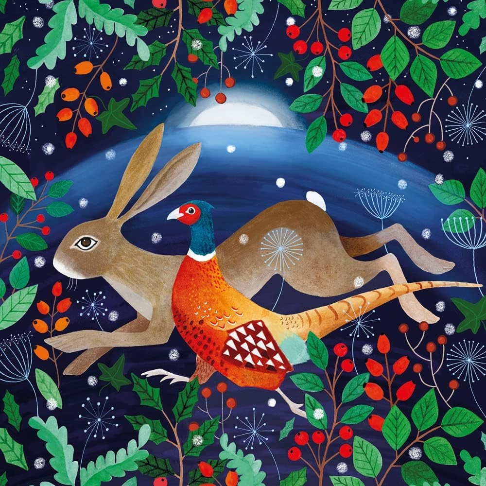 Museums & Galleries Charity Christmas Cards Pack of 20, Assorted Designs, Woodland Animals, 5 x 4 Winter Wildlife Designs