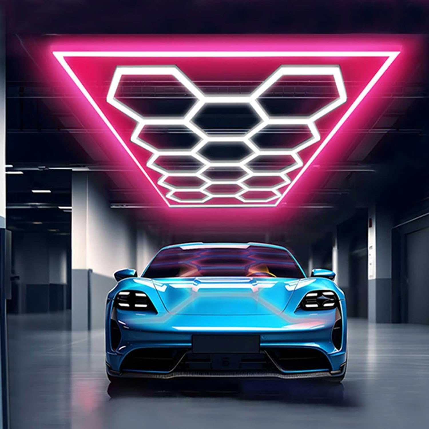 Éclairage de garage hexagonal haute luminosité à structure nid d'abeille