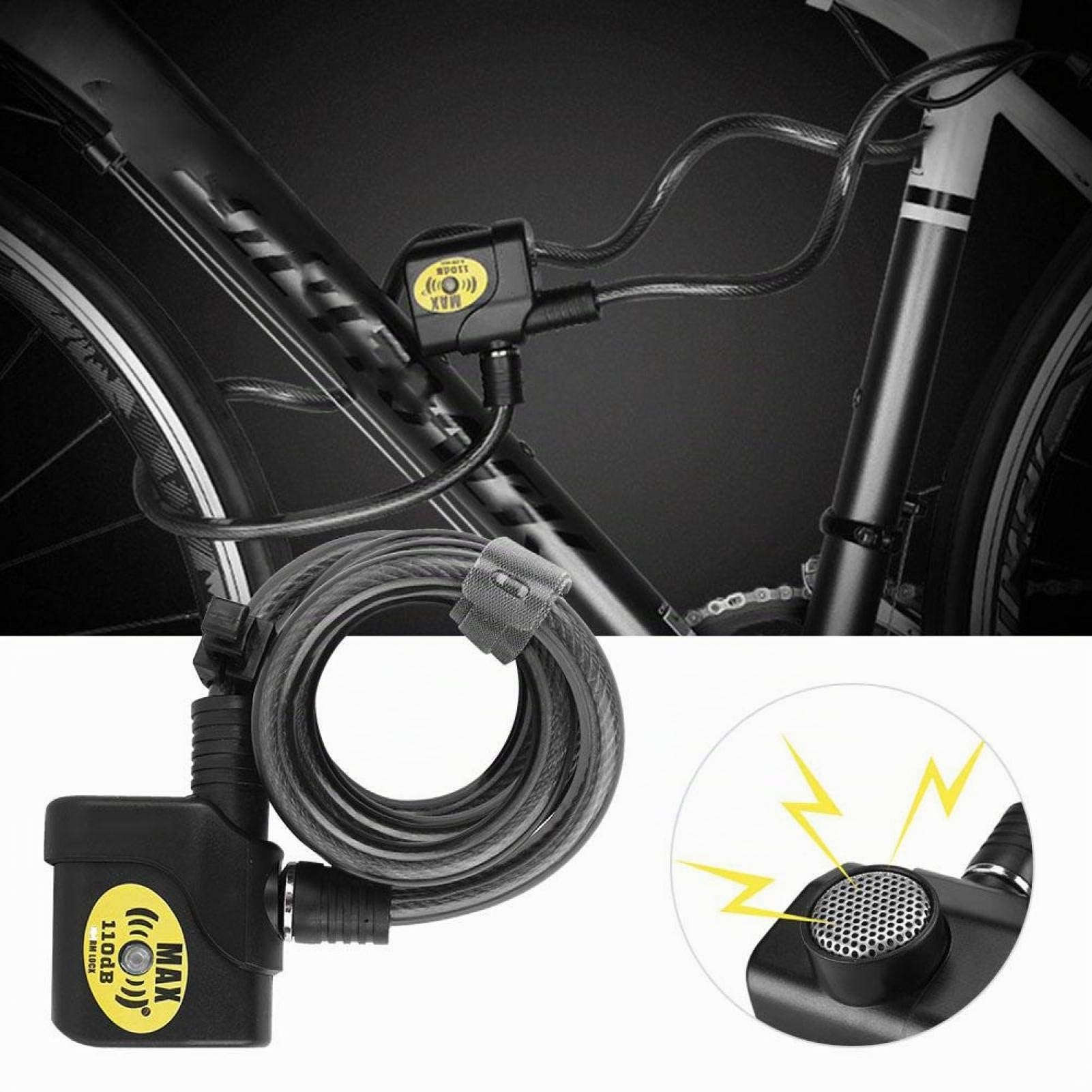 Alarme de verrouillage de vélo EVTSCAN avec sécurité universelle à distance, serrure de sécurité électronique de chaîne d'alarme 110dB antivol pour moto de vélo