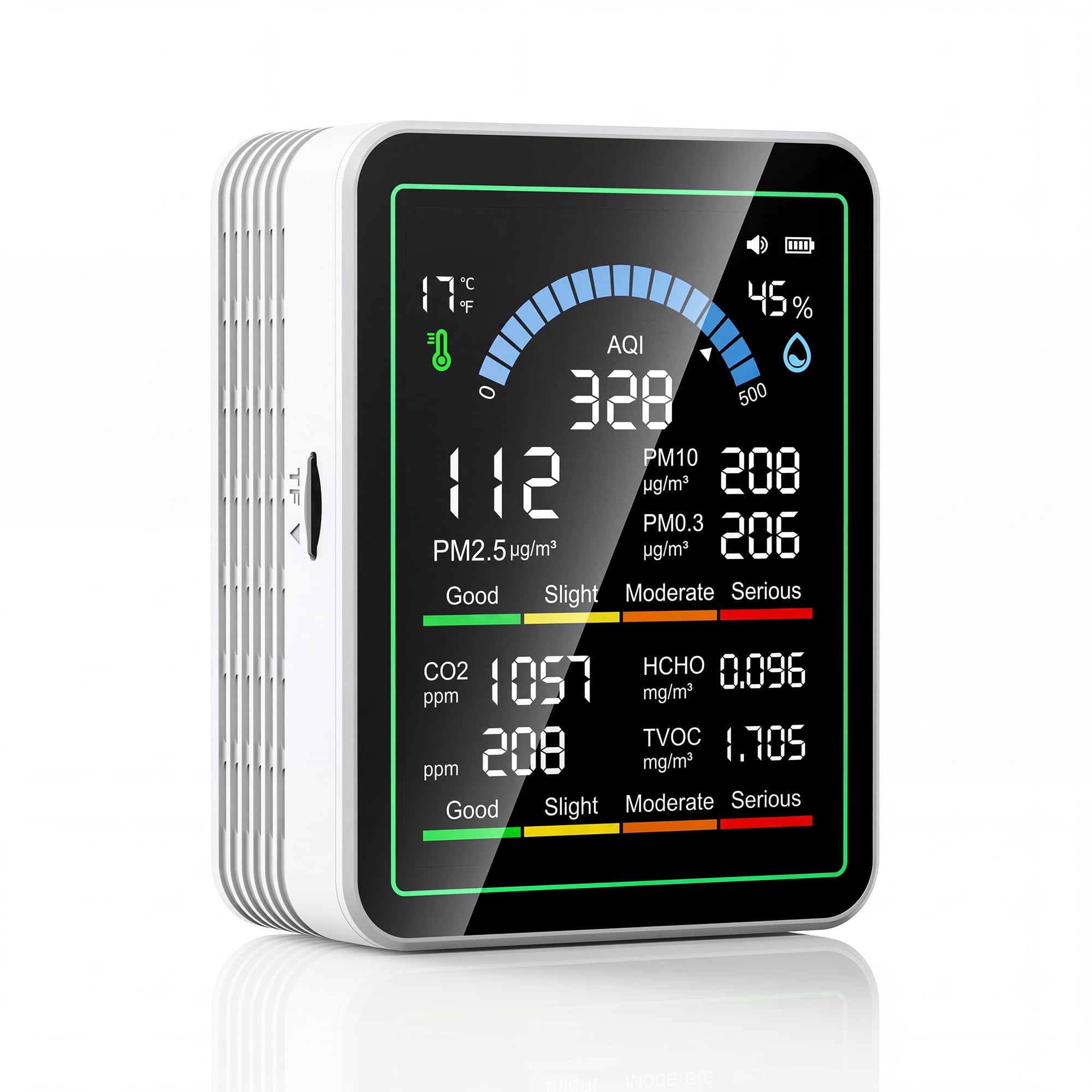 Air Quality Monitor Indoor, 10 in 1 Portable Smartair Quality Tester for CO2 | TVOC | HCHO | Temp | AQI | PM0.3-1 Detection Hum for Home Cars Plants, Pets, Car, Hotel